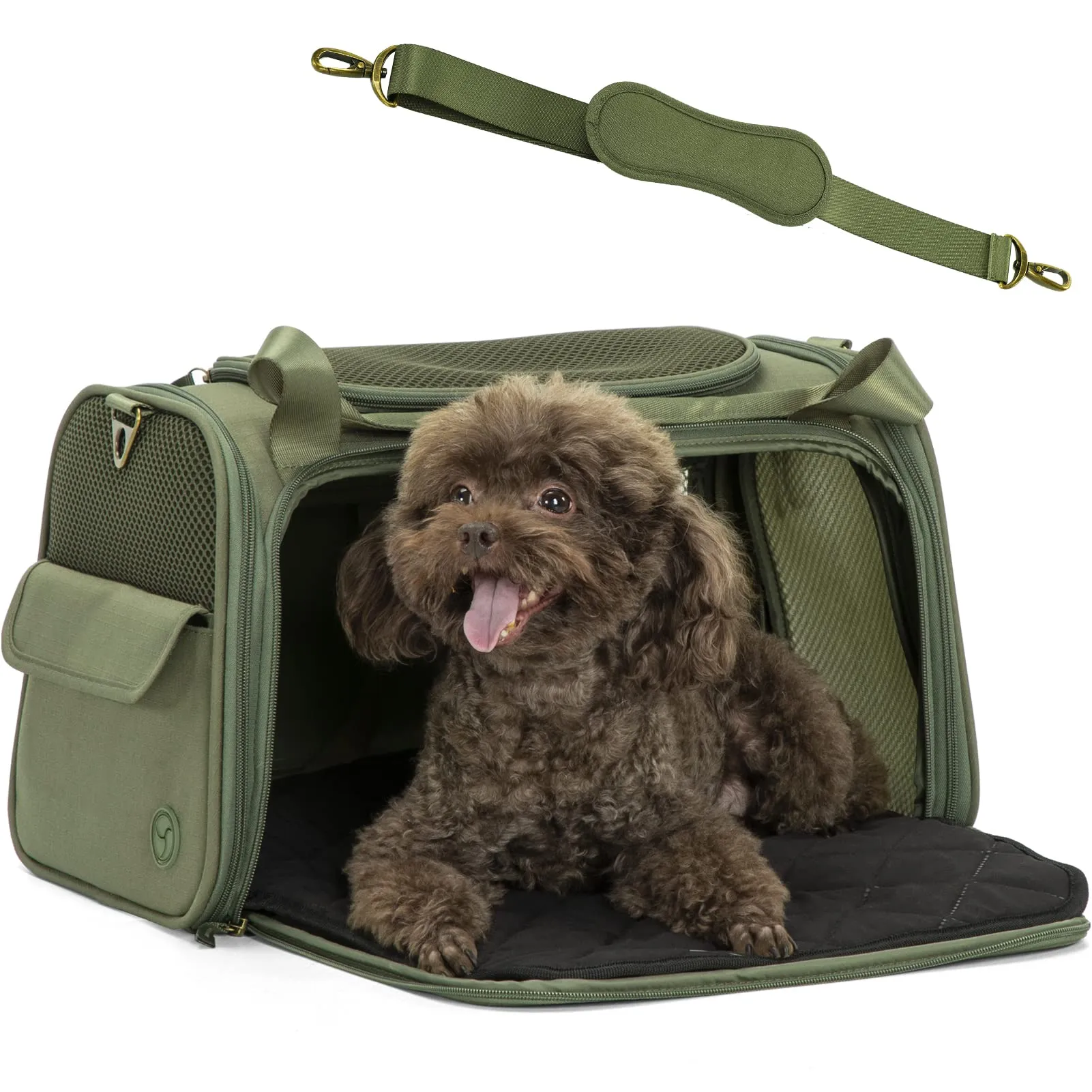 Petsfit Trasportino per Gatti Grande, Trasportino per Cani Piccolo e Grande con Materassino Morbido Espandibile, Borsa da Trasporto Pieghevole Approvata per Compagnie Aeree con Ventilazione in Tessuto - immagine 8