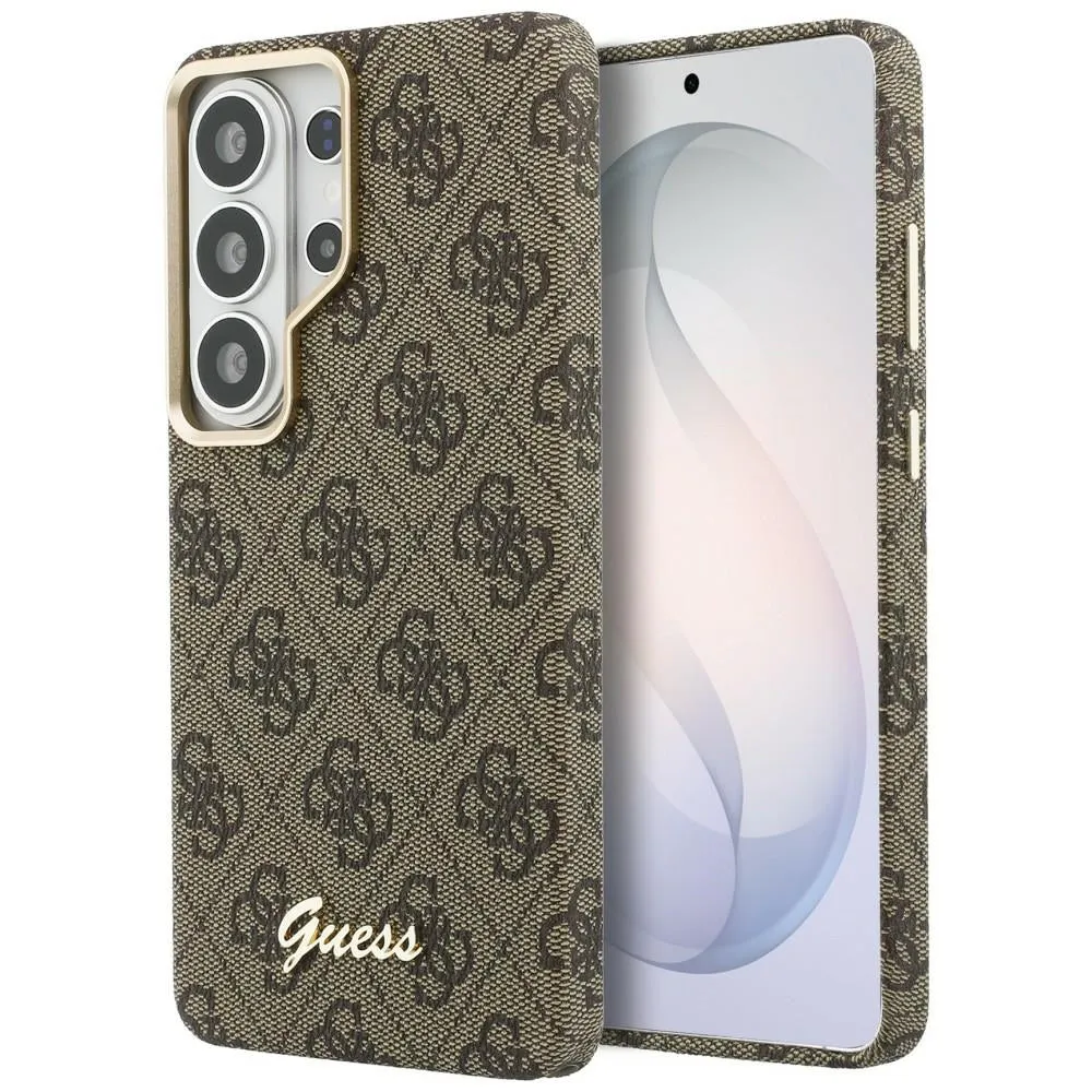 Custodia MagSafe per Samsung Galaxy S26 S942, Guess, 4G Script Logo, Marrone - immagine 1
