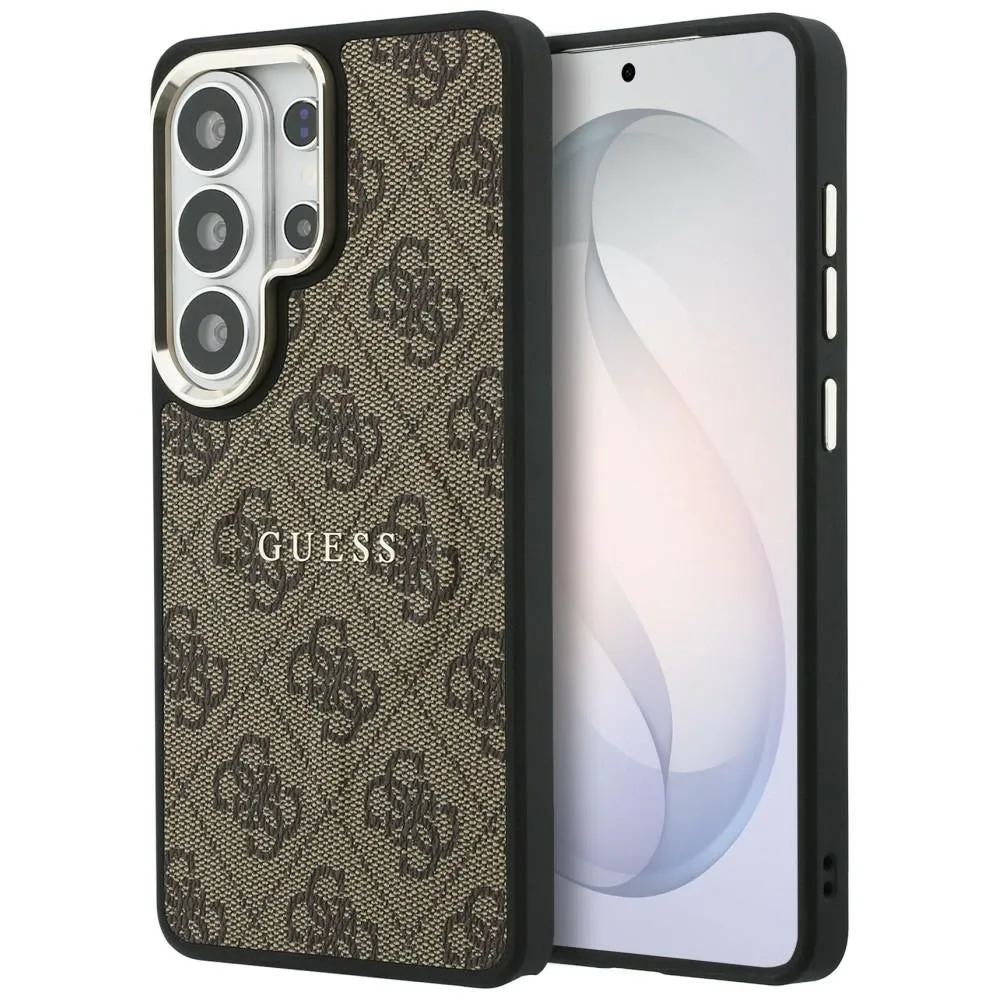 Custodia MagSafe per Samsung Galaxy S26 Ultra S948, Guess, 4G Embossed Ring, Marrone - immagine 1