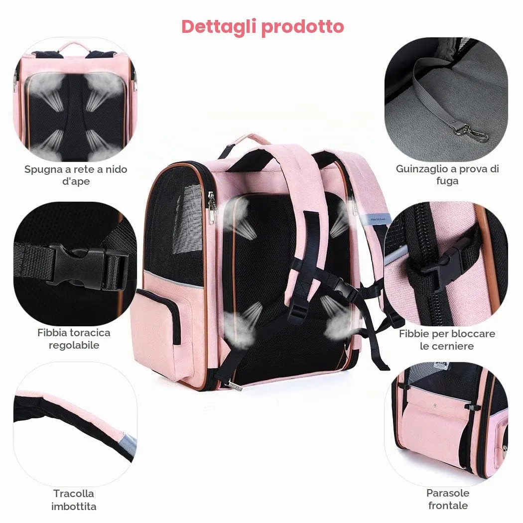 Lekespring Zaino per Cani Gatti Trasportino Espandibile,Pieghevole Cuccia Portatile Traspirante per Cani Piccoli Gatti Medi Fino a 8 KG con 4 Ingressi,per Viaggi Sia Lunghi Che Corti,Verde - immagine 4
