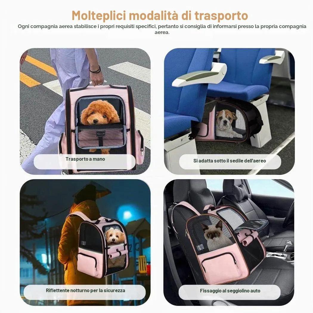 Lekespring Zaino per Cani Gatti Trasportino Espandibile,Pieghevole Cuccia Portatile Traspirante per Cani Piccoli Gatti Medi Fino a 8 KG con 4 Ingressi,per Viaggi Sia Lunghi Che Corti,Verde - immagine 5