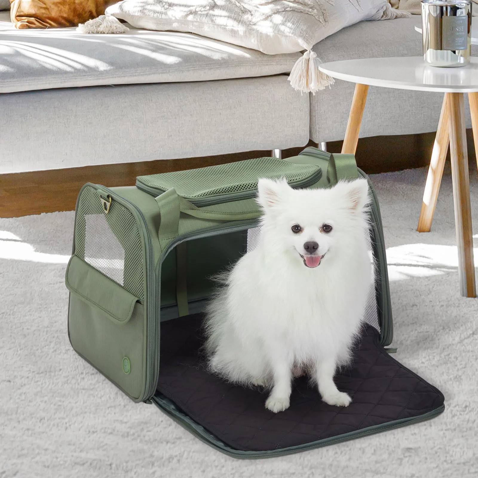 Petsfit Trasportino per gatti e cani pieghevole, borsa per il trasporto per cani e gatti, borsa di alta qualità per cani e gatti con tracolla e morbido cuscino espandibile, grande - immagine 9