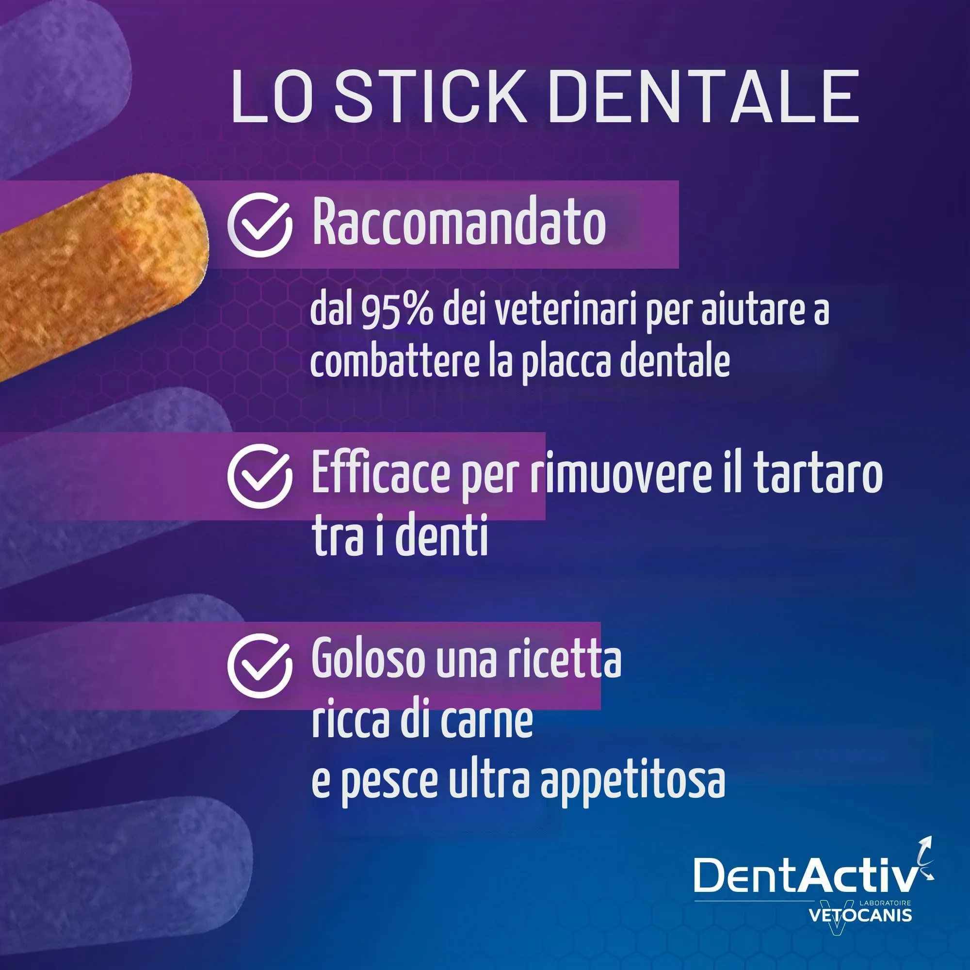 Vetocanis | Dentactiv | Stick Dentistico Gatto | Dolcetti per gatti | Igiene e Salute del Gatto | Ricco di Carne & Pesce| 55% Pollo 26% Salmone | Consigliato dai Veterinari | Sistema anti-placca - immagine 3