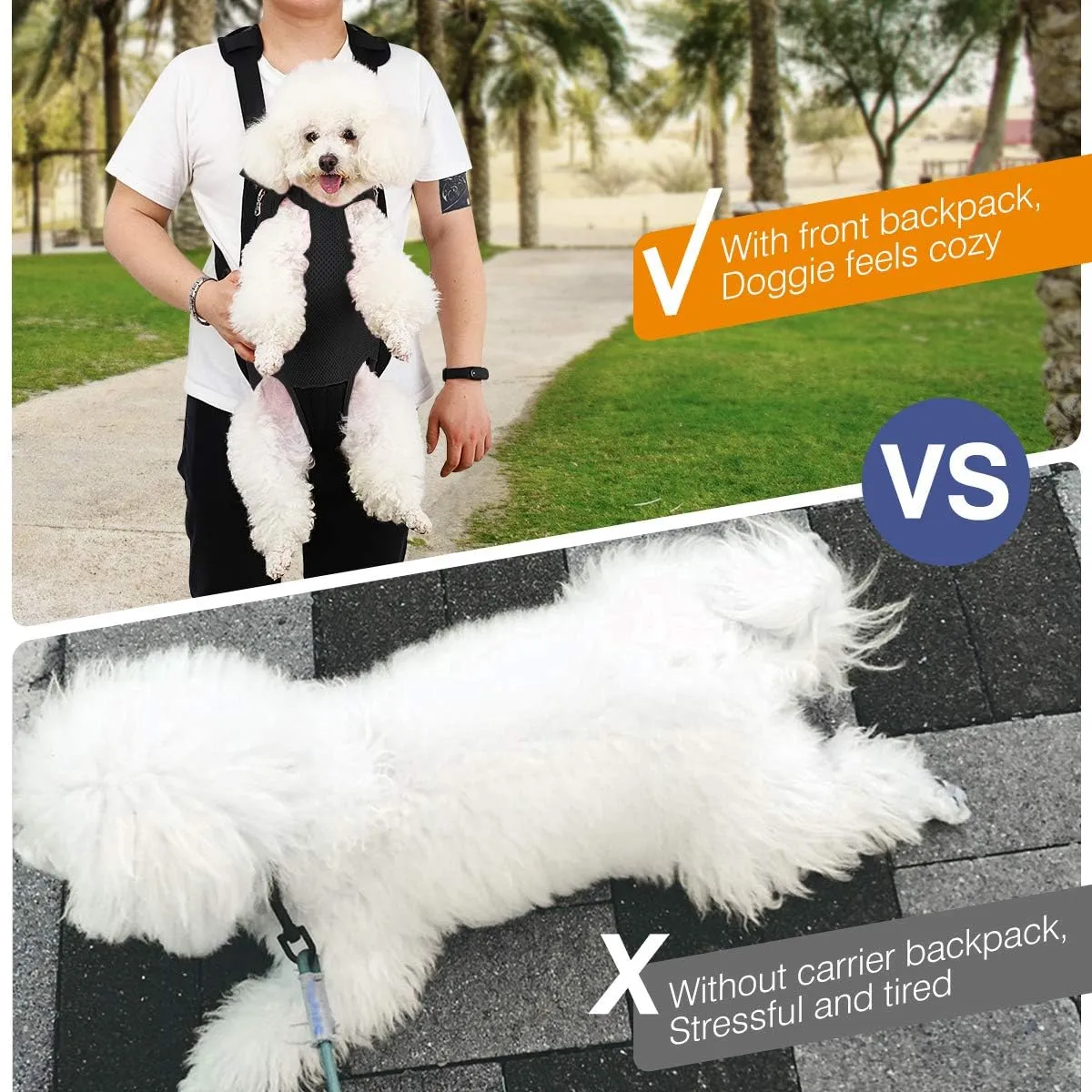 Zaino per Cani, Borsa Portatile da Viaggio per Animali da Compagnia Regolabile, Traspirante e Confortevole, Particolarmente Adatto per Cani/Gatti/Cuccioli di Piccola e Media Taglia, S, Nero - immagine 7