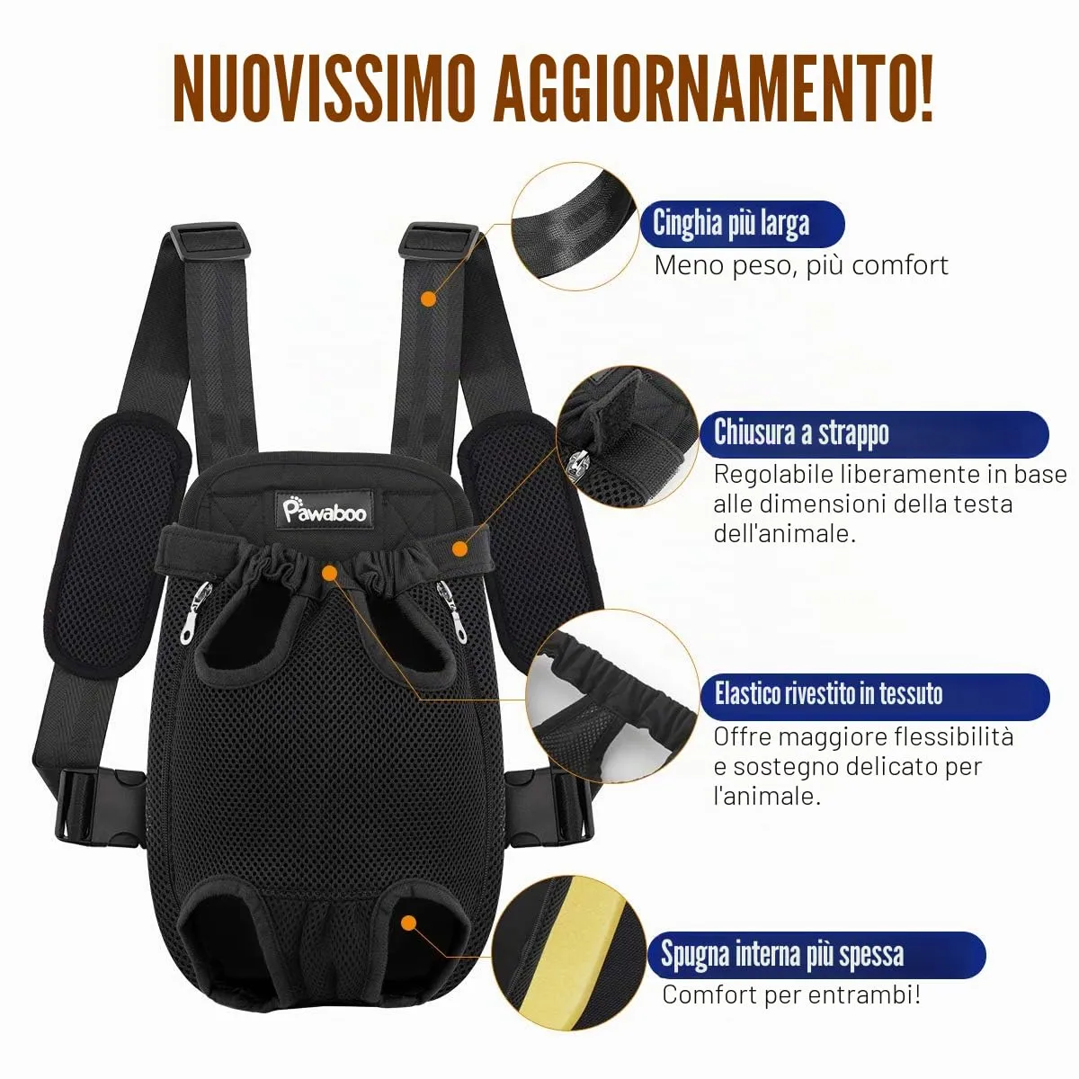 Pawaboo Zaino Trasportino Anteriore per Cani Piccoli a Medi - immagine 5
