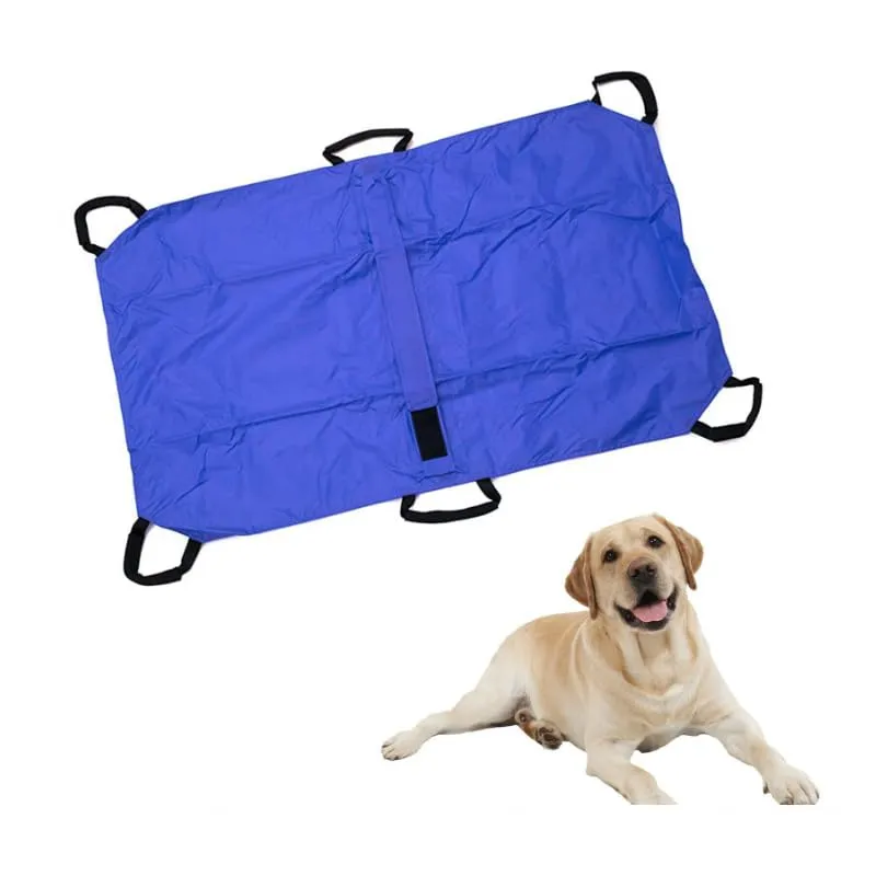 CiCixixi Barella Per Il Trasporto Di Cani, Trasportino Di Emergenza Per Animali Con Cinghia Di Sicurezza, Telo Scorrevole Per Aiuti con Cintura di Sicurezza, 6 Manici,Blu - immagine 1
