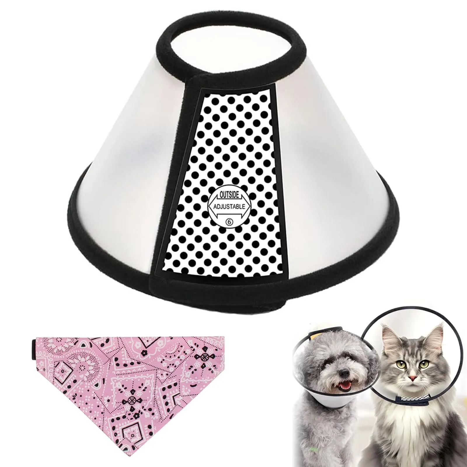 Collari Protettivi e Coni Forma Cono, Forma Cono Collari Protettivi per Cane Gatto, Collare Elisabettiano Regolabile, Collari Protettivi, Tagliare Le Unghie, Circonferenza del Collo (23-27cm) - immagine 1