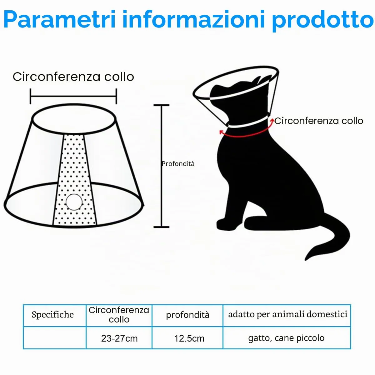 Collari Protettivi e Coni Forma Cono, Forma Cono Collari Protettivi per Cane Gatto, Collare Elisabettiano Regolabile, Collari Protettivi, Tagliare Le Unghie, Circonferenza del Collo (23-27cm) - immagine 2