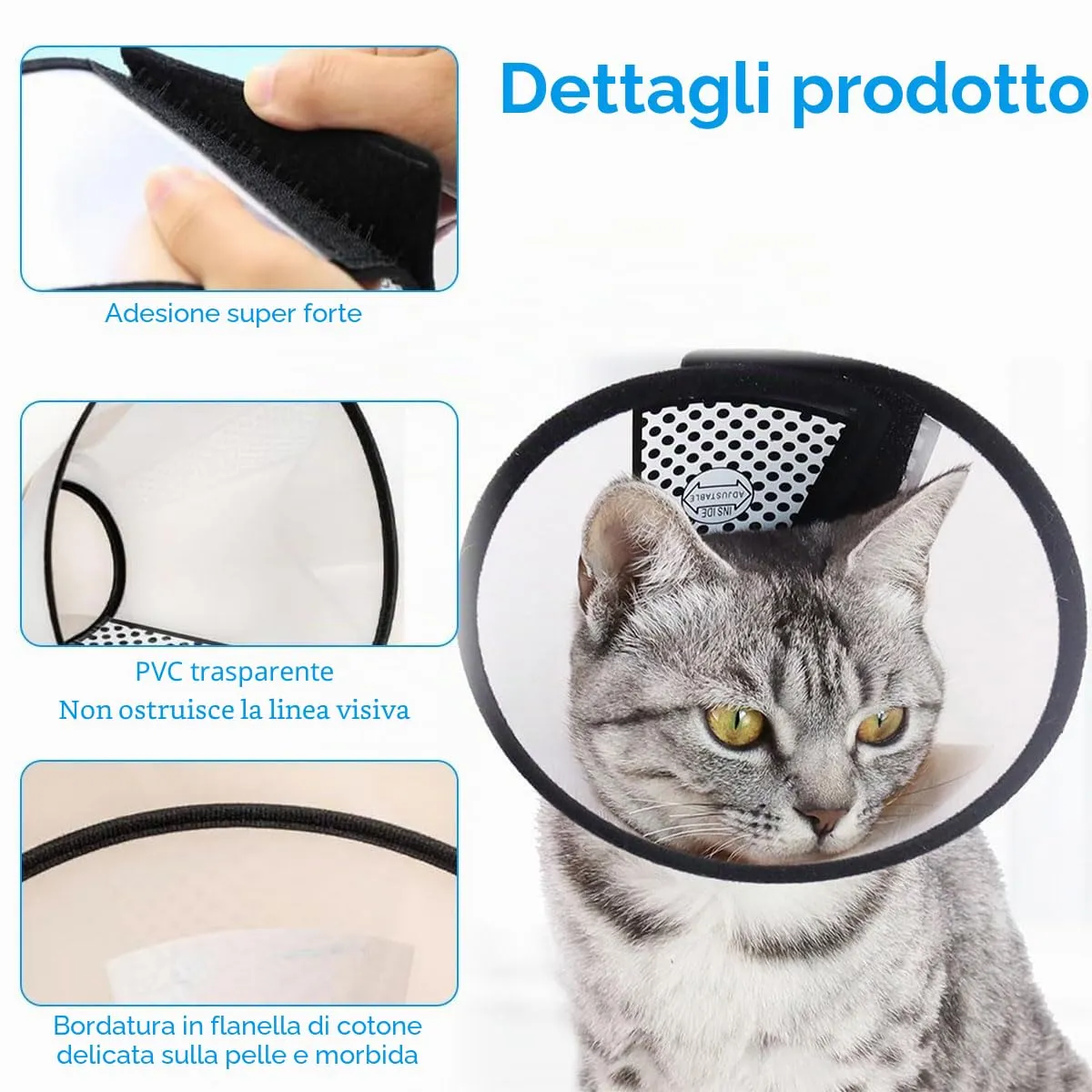 Collari Protettivi e Coni Forma Cono, Forma Cono Collari Protettivi per Cane Gatto, Collare Elisabettiano Regolabile, Collari Protettivi, Tagliare Le Unghie, Circonferenza del Collo (23-27cm) - immagine 3