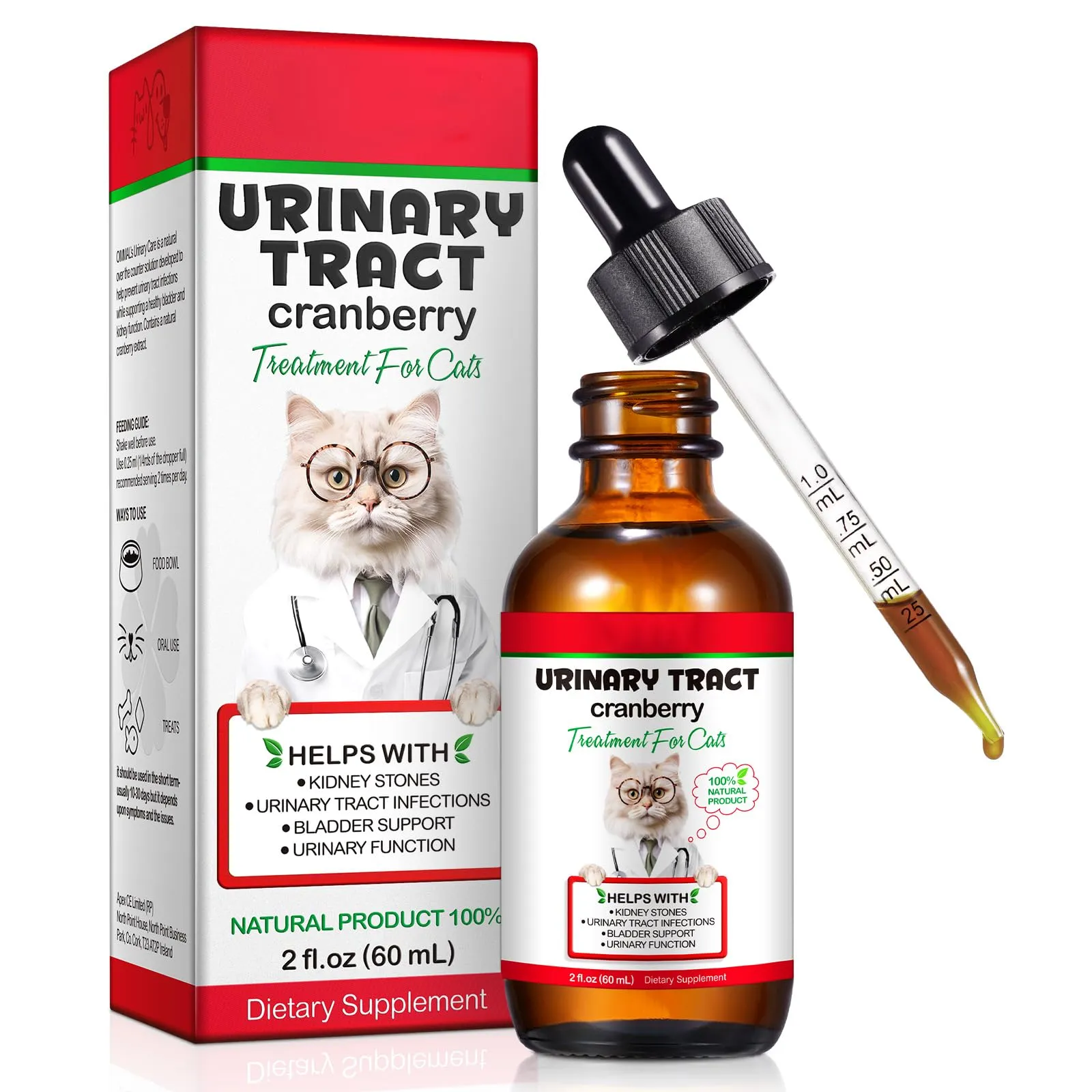 Gocce Di Trattamento Dell'Infezione Urinaria Del Gatto,2 Fl Oz Gocce Di Riparazione Dell'Uti Del Gatto Sostiene La Vescica,Pietra Renale, Salute Per La Cura Delle Urine Per I Gatti (1 Bottiglia) - immagine 2