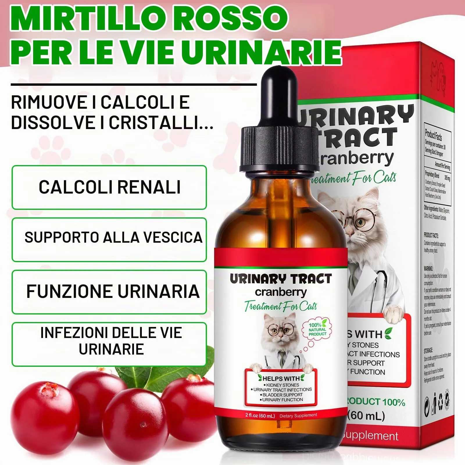 Gocce Di Trattamento Dell'Infezione Urinaria Del Gatto,2 Fl Oz Gocce Di Riparazione Dell'Uti Del Gatto Sostiene La Vescica,Pietra Renale, Salute Per La Cura Delle Urine Per I Gatti (1 Bottiglia) - immagine 4