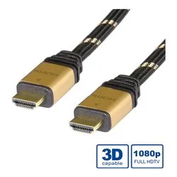 Cavo HDMI TOP High Speed con ethernet Gold Black e Gold 10m RO11 04 5506 - immagine 1