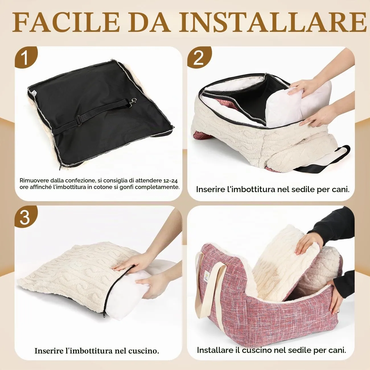 Pawaboo Seggiolino Auto per Cani Piccoli, Sedile Auto con Fibbia Fissa e Guinzaglio di Sicurezza per Cuccioli, Seggiolino Auto con Letto Addensato, Letto da Viaggio per Cane Fino a 25Lb, Magenta+Blu - immagine 6