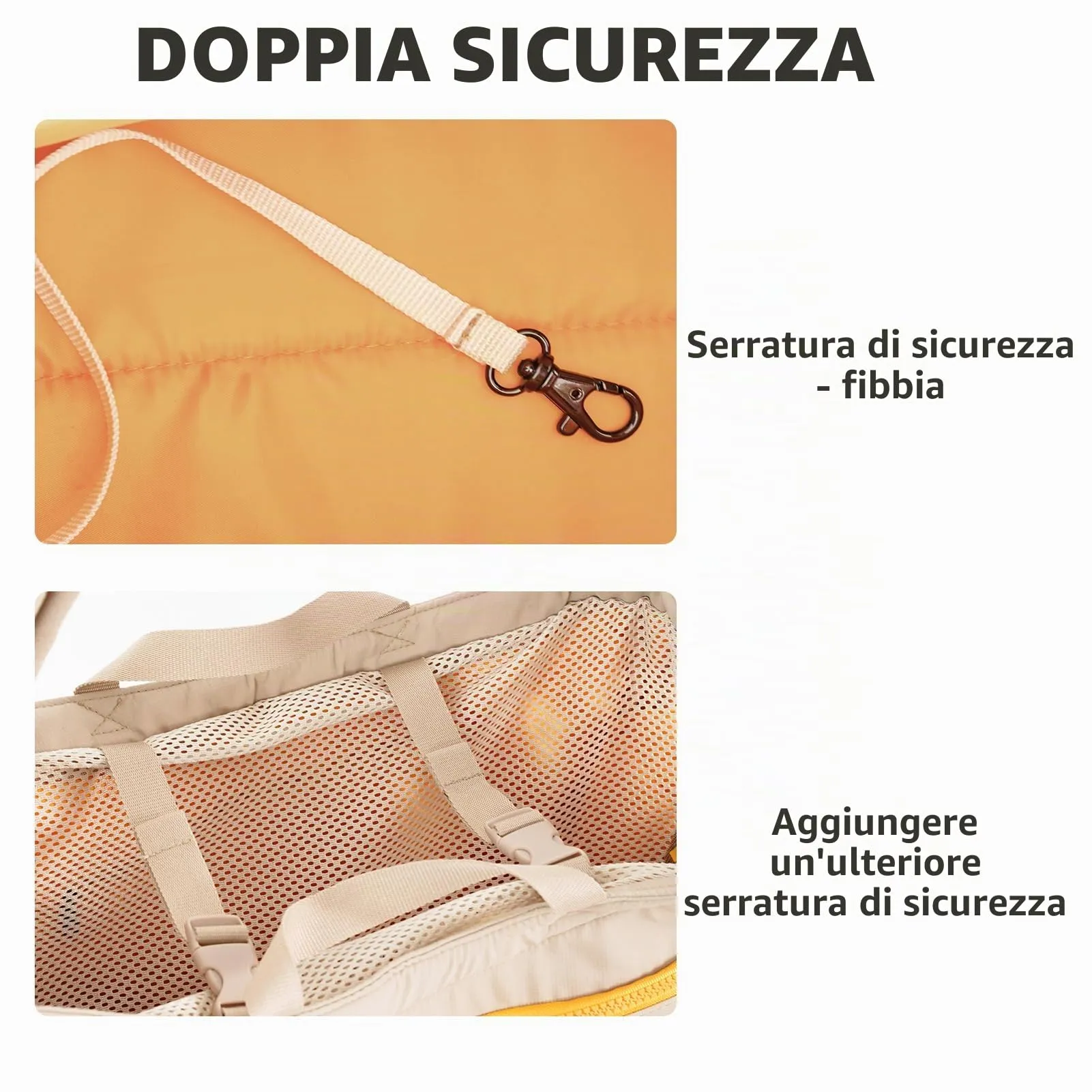 ONECUTE Borsa Business per Cani Piccola Taglia e Gatti, Pieghevole con Tracolla Regolabile, Rete Traspirante, Base Imbottita e Tasche per Ufficio/Viaggi (Cachi, 40x14x25cm) - immagine 6