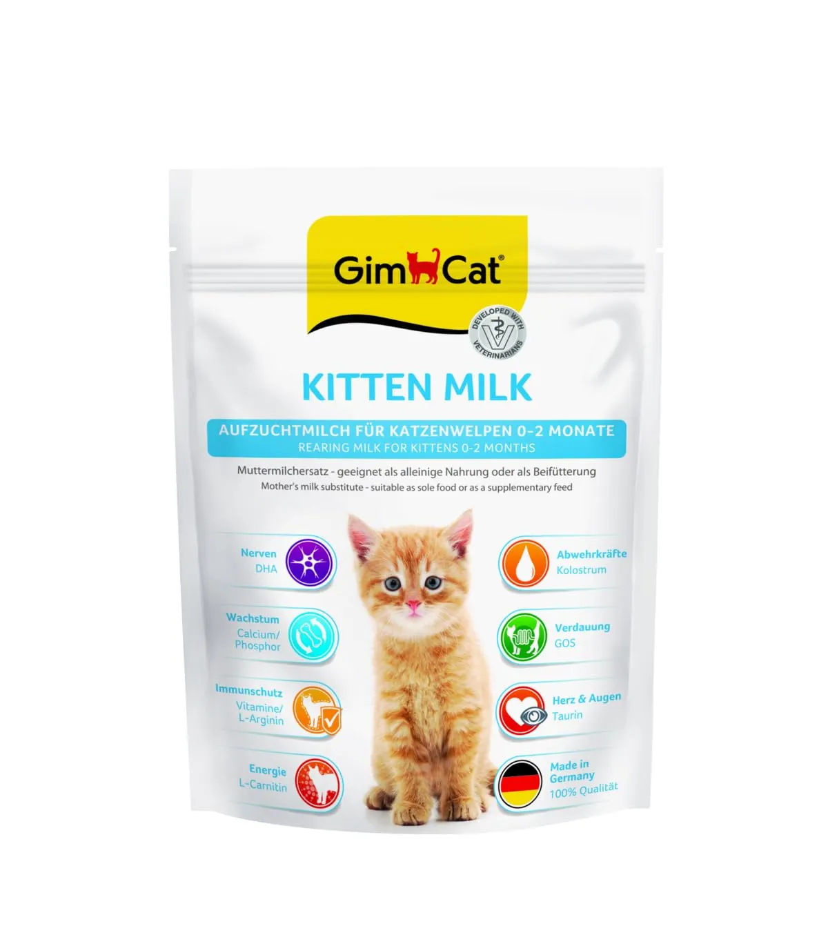 GimCat Kitten Milk - Latte per gatti con taurina e calcio, 1 sacchetto (1 x 200 g) - immagine 1