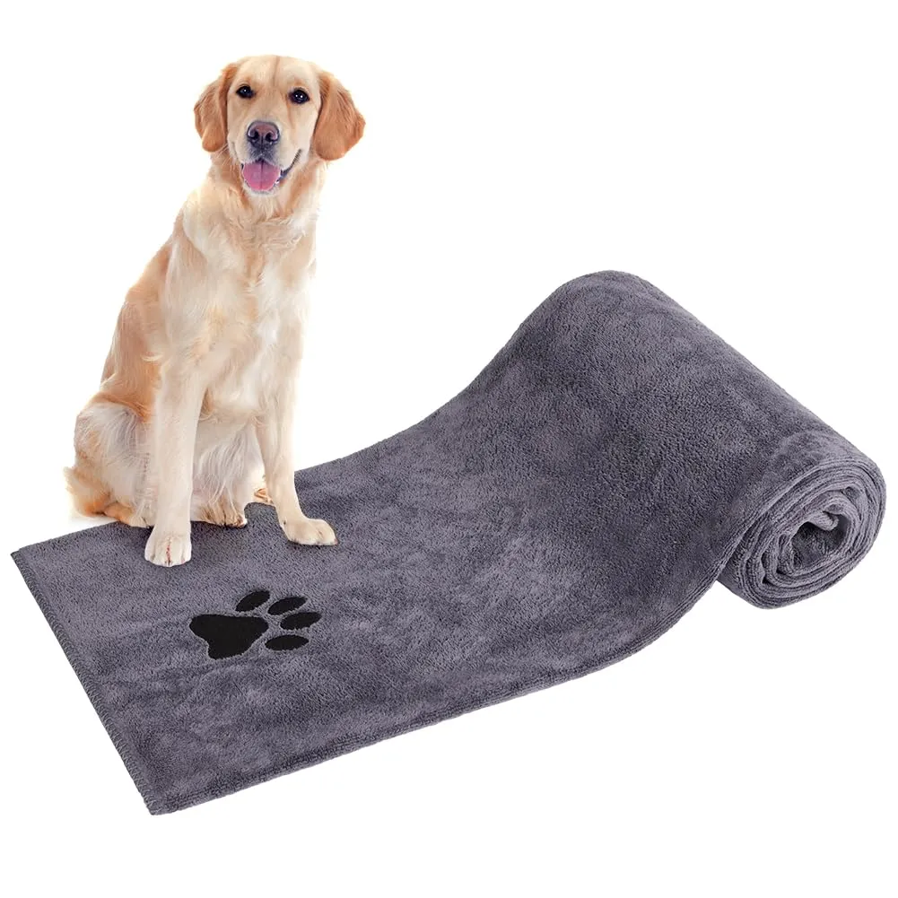 Adiwo Asciugamani per Cani, 140x70cm Asciugamano Microfibra, Asciugamani Pet Morbidi e ad Asciugatura Rapida, Super Assorbente, Coperta Animali per Cani e Gatti di Piccola e Grande Taglia (Grigio) - immagine 8