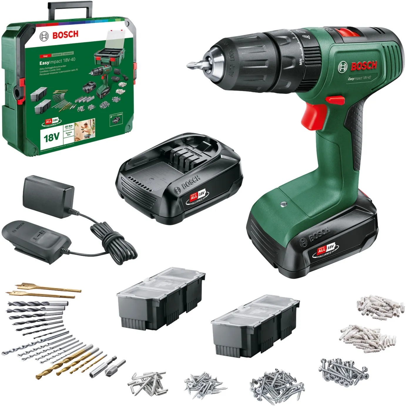 Trapano avvitatore a percussione a batteria EasyImpact 18V-40 + SystemBox - immagine 1