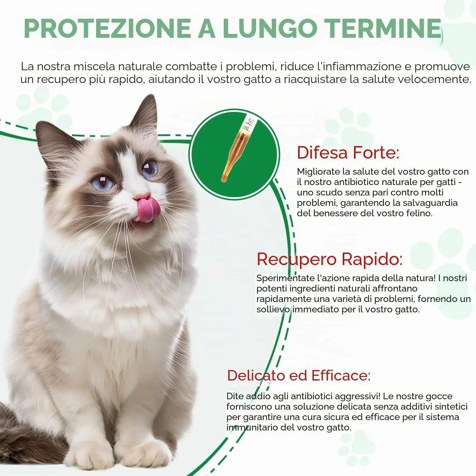 Antibiotici Naturali per Gatti - Trattamento Infezioni Cutanee, Respiratorie e Urinarie，Antibiotici per gatti，Sollievo per la pelle pruriginosa del，Sollievo per le allergie del - 120ml (2Pcs) - immagine 3