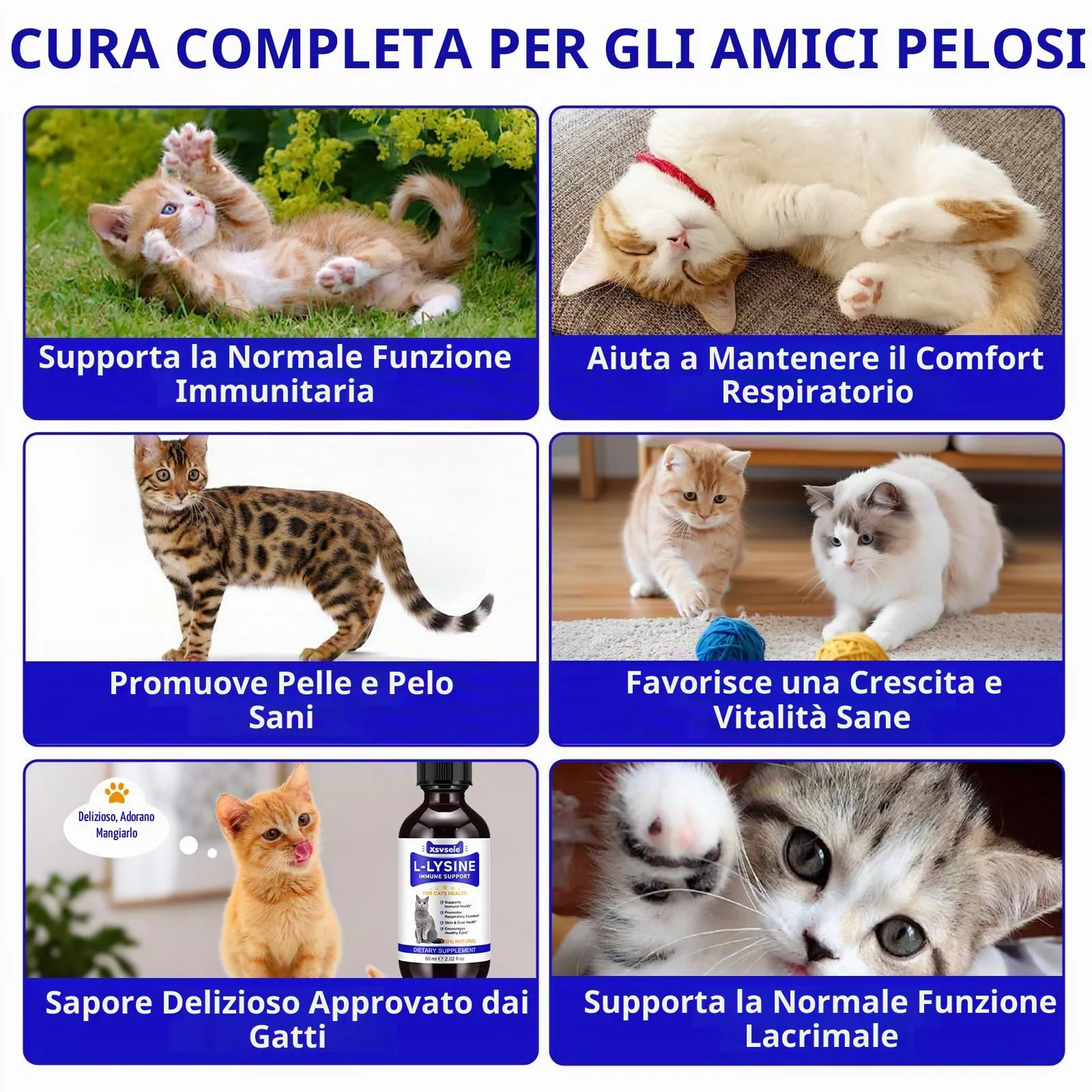 Goccia Lysin per gatti 60ml, supporto immunitario per gatti, L-Lysin per Gatti, starnutrizione, naso che scorre, raffreddore, funzione degli occhi - immagine 4