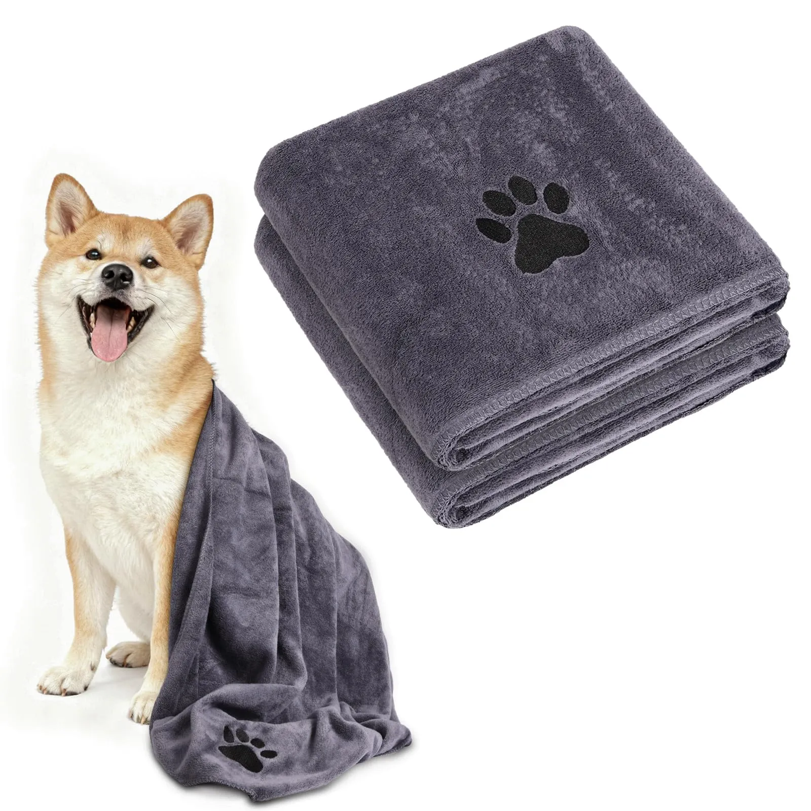 Adiwo 2 Pezzi Asciugamani per Cani, 140x70cm Asciugamano Microfibra, Asciugamani Pet Morbidi e ad Asciugatura Rapida, Super Assorbente, Coperta Animali per Cani e Gatti di Piccola e Grande Taglia - immagine 1