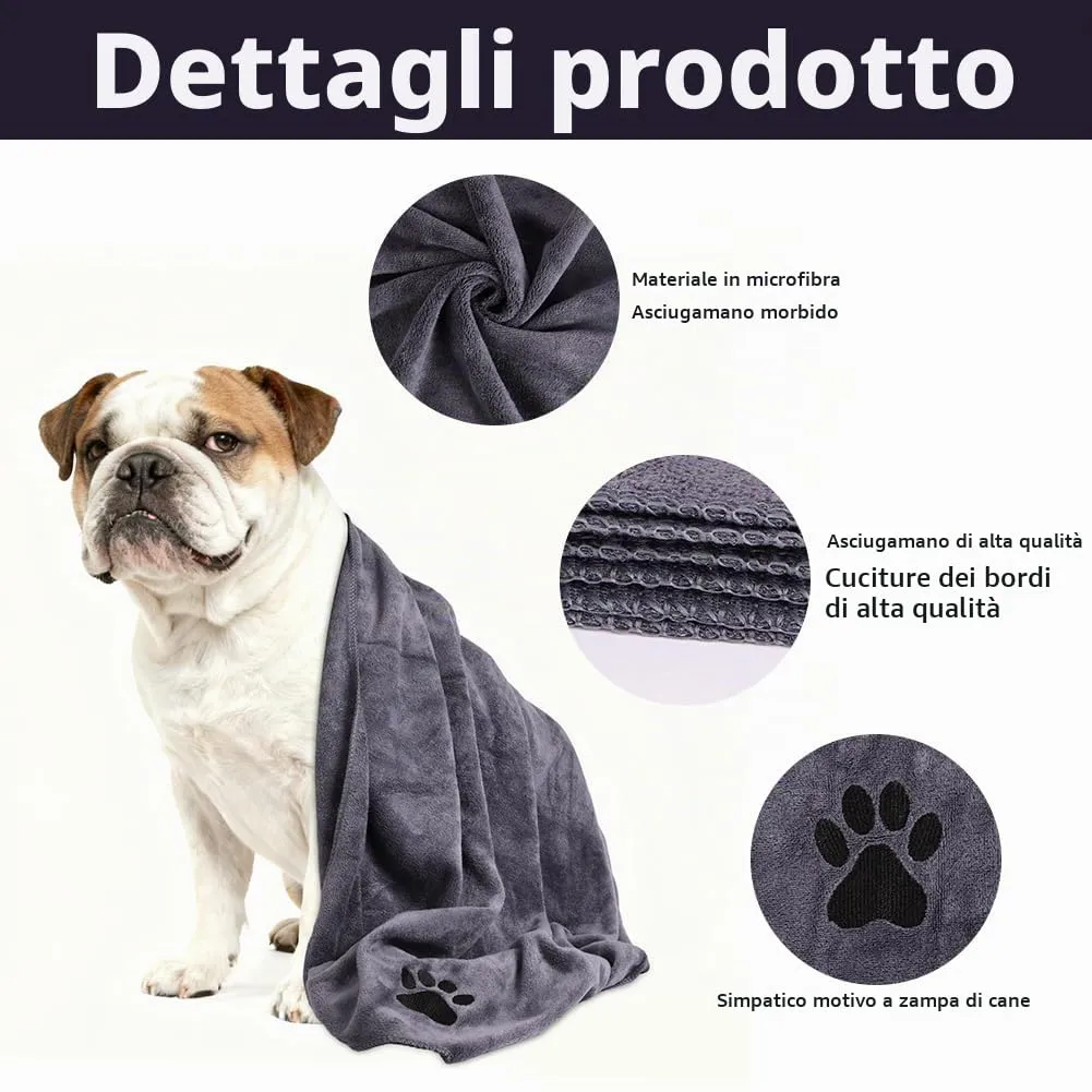 Adiwo 2 Pezzi Asciugamani per Cani, 140x70cm Asciugamano Microfibra, Asciugamani Pet Morbidi e ad Asciugatura Rapida, Super Assorbente, Coperta Animali per Cani e Gatti di Piccola e Grande Taglia - immagine 3