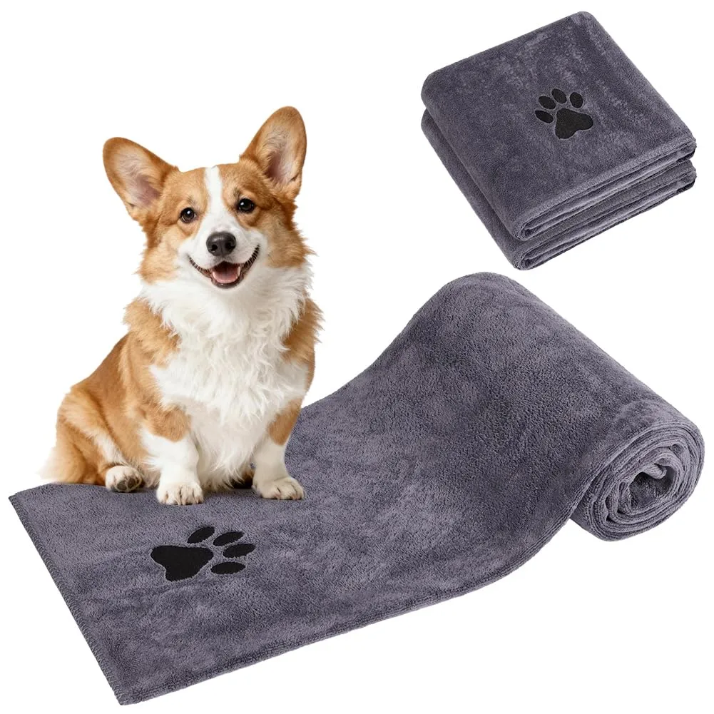 Adiwo 2 Pezzi Asciugamani per Cani, 140x70cm Asciugamano Microfibra, Asciugamani Pet Morbidi e ad Asciugatura Rapida, Super Assorbente, Coperta Animali per Cani e Gatti di Piccola e Grande Taglia - immagine 8