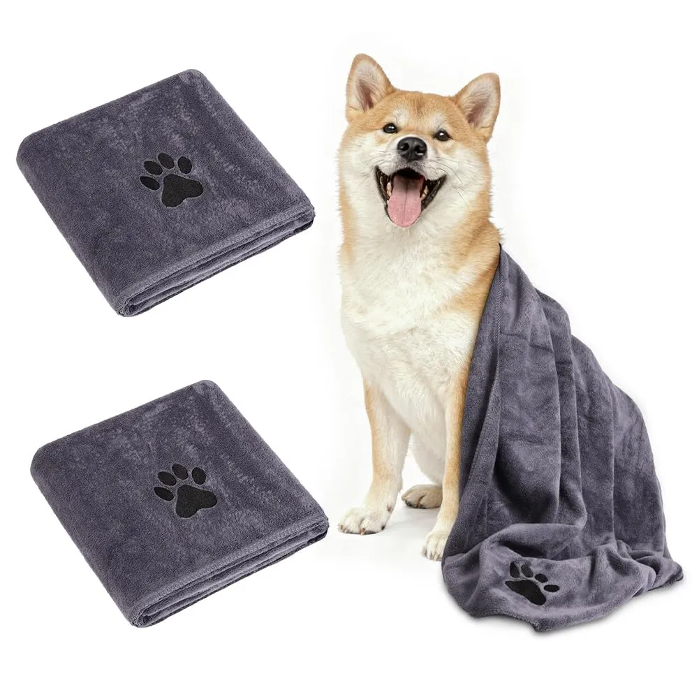 Adiwo 2 Pezzi Asciugamani per Cani, 140x70cm Asciugamano Microfibra, Asciugamani Pet Morbidi e ad Asciugatura Rapida, Super Assorbente, Coperta Animali per Cani e Gatti di Piccola e Grande Taglia - immagine 9