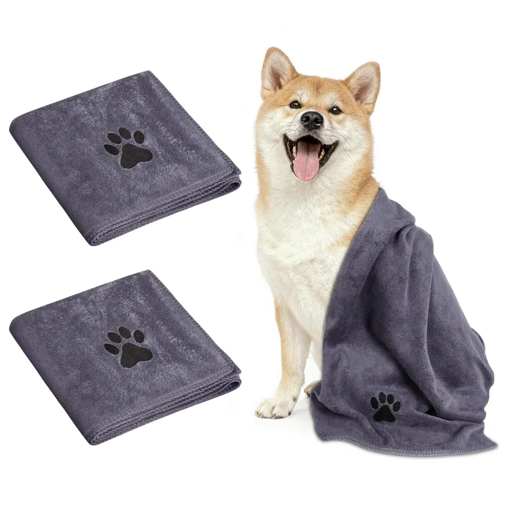 Adiwo 2 Pezzi Asciugamani per Cani, 75x35cm Asciugamano Microfibra, Asciugamani Pet Morbidi e ad Asciugatura Rapida, Super Assorbente, Coperta Animali per Cani e Gatti di Piccola e Grande Taglia - immagine 1