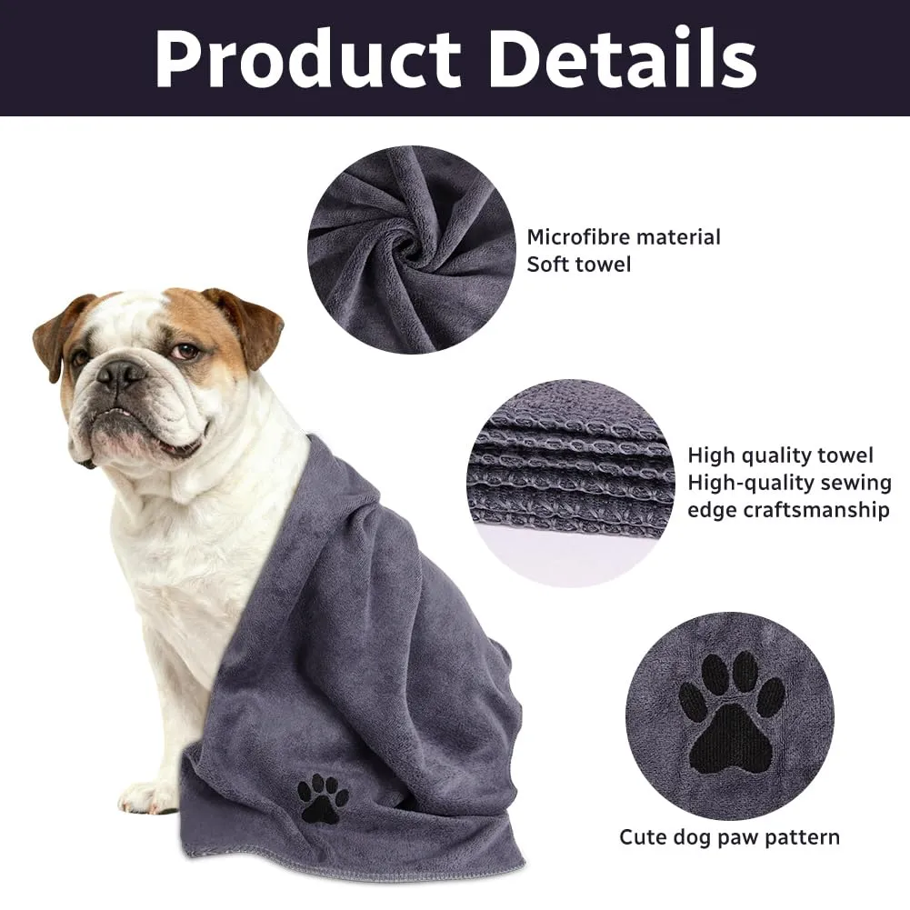 Adiwo 2 Pezzi Asciugamani per Cani, 75x35cm Asciugamano Microfibra, Asciugamani Pet Morbidi e ad Asciugatura Rapida, Super Assorbente, Coperta Animali per Cani e Gatti di Piccola e Grande Taglia - immagine 3