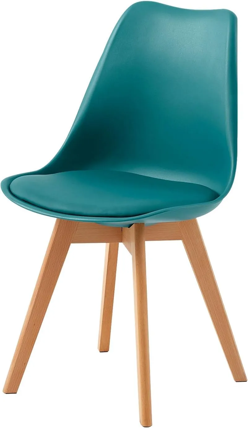 EGGREE Set di 8 Sedie da Sala da Pranzo con Gambe in Faggio Massiccio Cuscino in PU Sedie da Cucina Ufficio con Design Moderno e Scandinavo,Gelato Verde+Blu Chiaro+Morandi Azzurro+Turchese - immagine 6