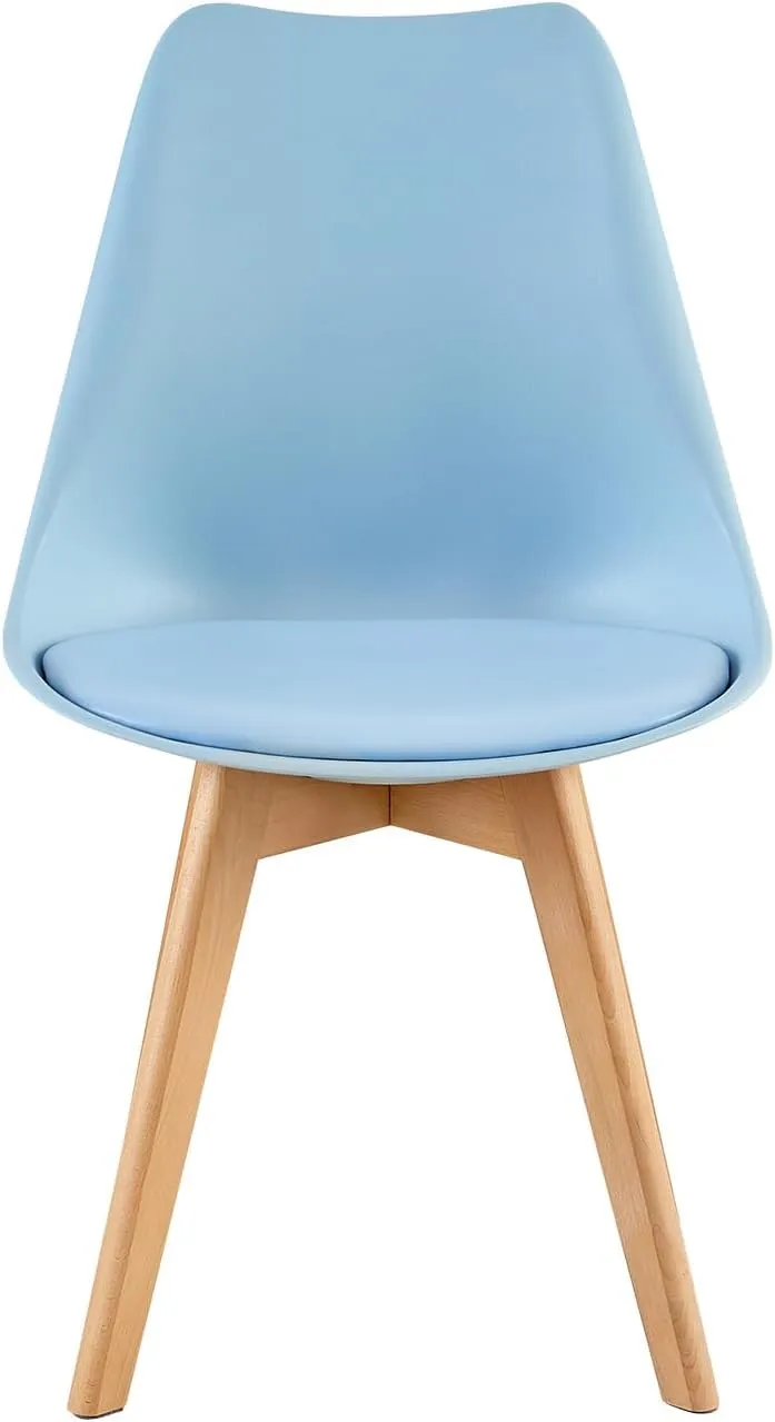 EGGREE Set di 8 Sedie da Sala da Pranzo con Gambe in Faggio Massiccio Cuscino in PU Sedie da Cucina Ufficio con Design Moderno e Scandinavo,Gelato Verde+Blu Chiaro+Morandi Azzurro+Turchese - immagine 7