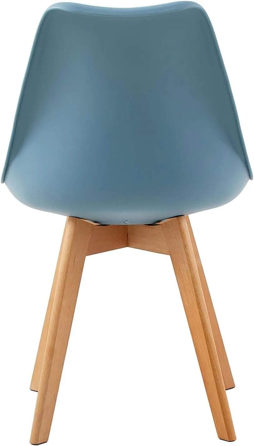 EGGREE Set di 8 Sedie da Sala da Pranzo con Gambe in Faggio Massiccio Cuscino in PU Sedie da Cucina Ufficio con Design Moderno e Scandinavo,Gelato Verde+Blu Chiaro+Morandi Azzurro+Turchese - immagine 9