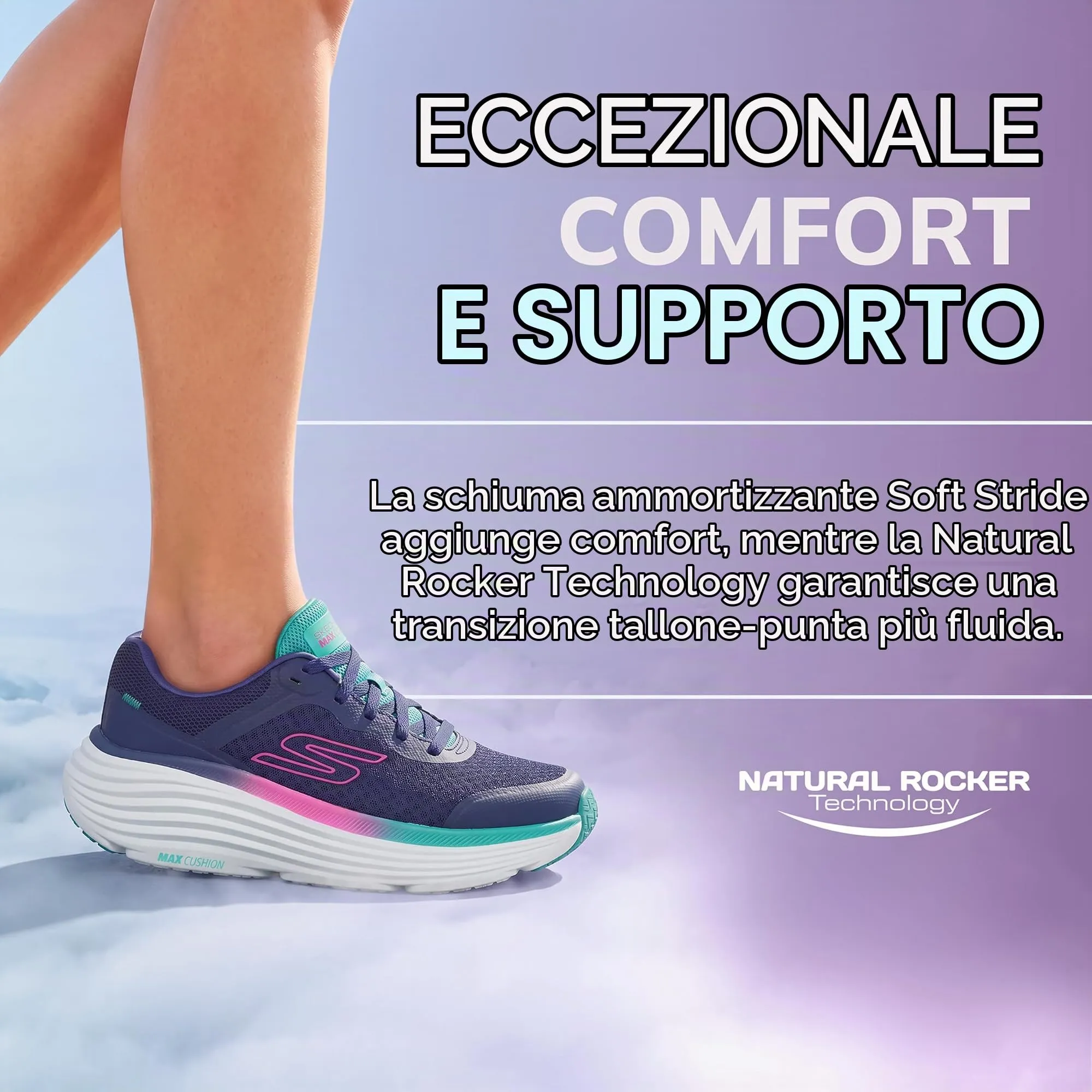 Skechers Max Cushioning Endeavour Canova Sneaker da Donna, Viola/Turchese - immagine 3