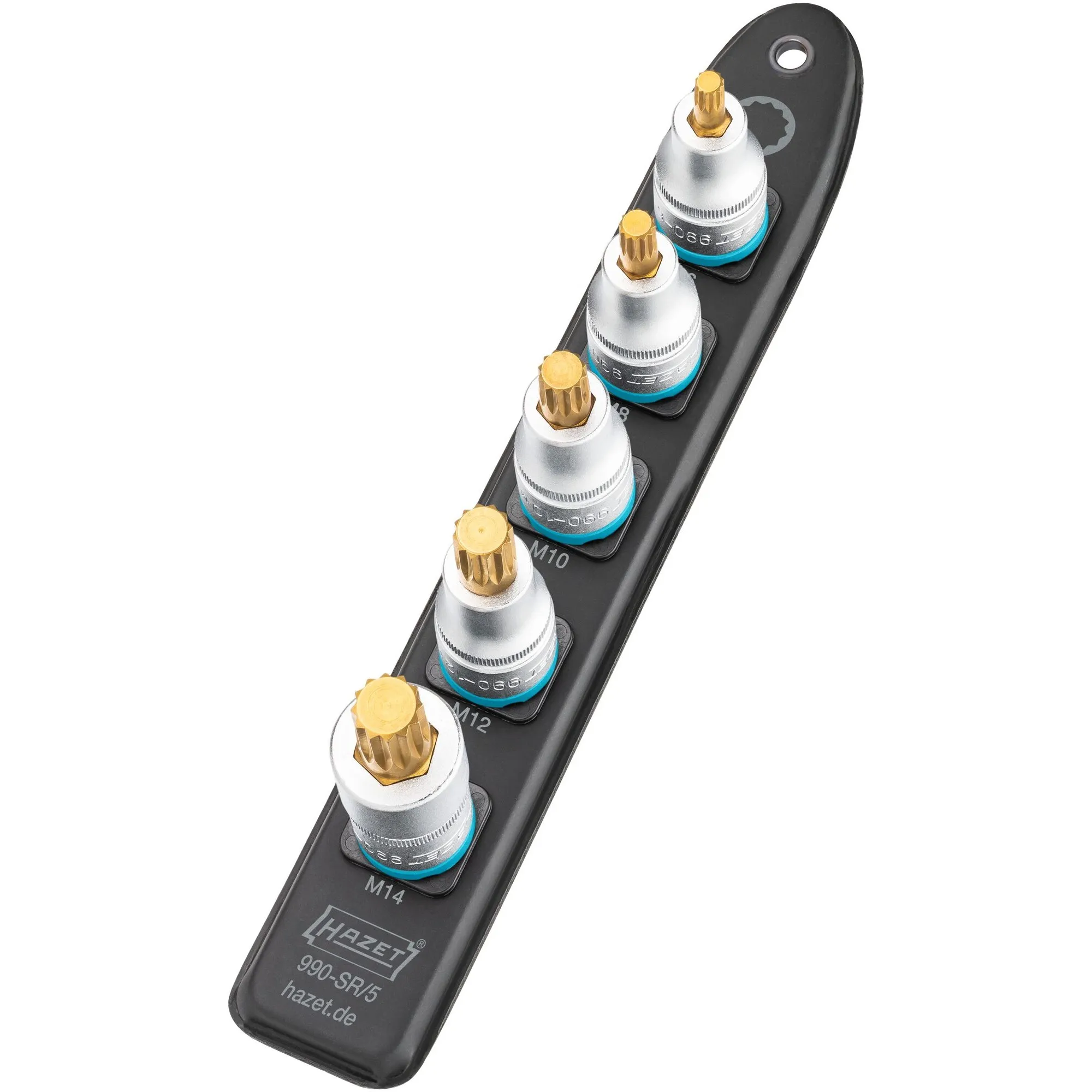 SmartRail 1/2" set di bussole con profilo interno multidentato, 5 pezzi, chiave combinata - immagine 1