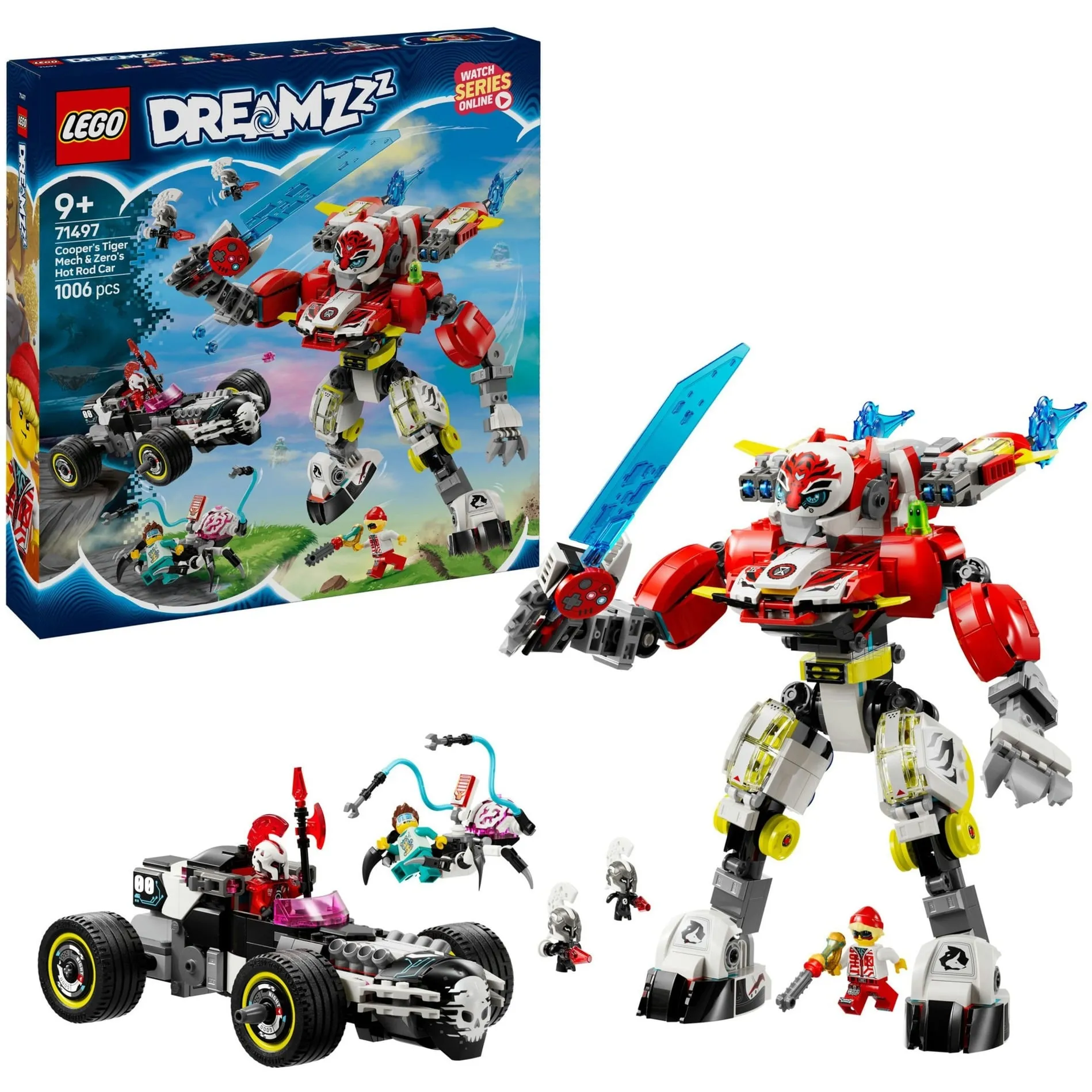 DREAMZzz 71497 Mech Tigre di Cooper e Bolide di Zero, Gioco di Ruolo per Bambini 9+ con Veicoli Giocattolo Trasformabili, Giochi di costruzione - immagine 1