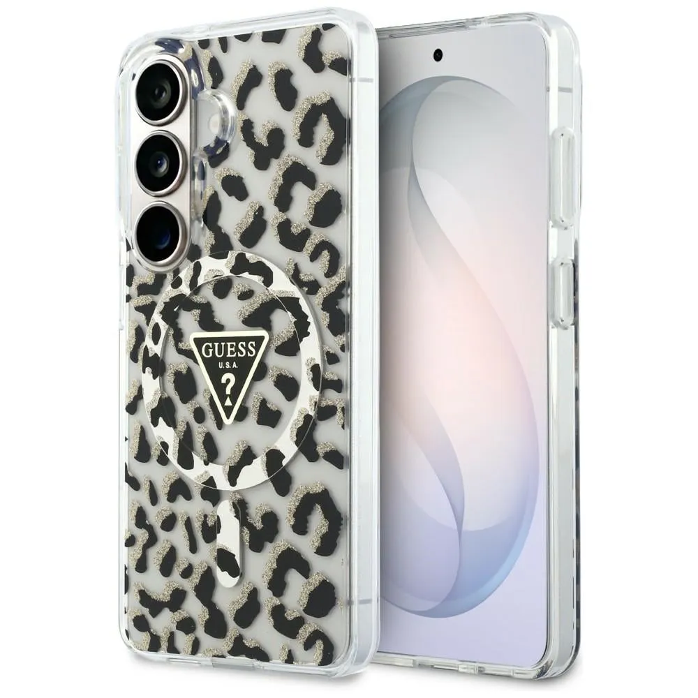 Custodia MagSafe per Samsung Galaxy S26 S942, Guess, IML Leopard Pattern, Nera - immagine 1
