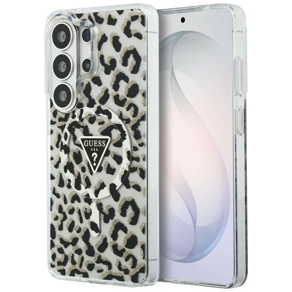 Custodia MagSafe per Samsung Galaxy S26 Ultra S948, Guess, IML Leopard Pattern, Nera - immagine 1