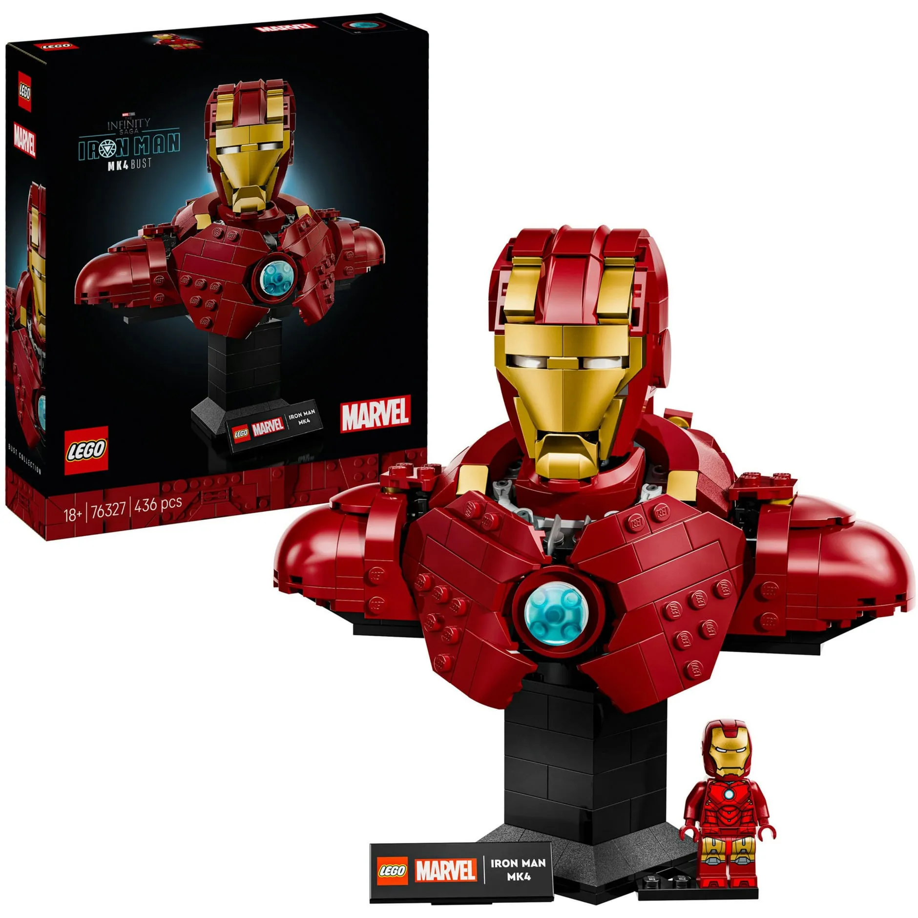 | Marvel 76327 Busto di Iron Man MK4, Costruzioni Adulti Fai da Te con Minifigure di Tony Stark, Regalo da Collezione, Giochi di costruzione - immagine 1