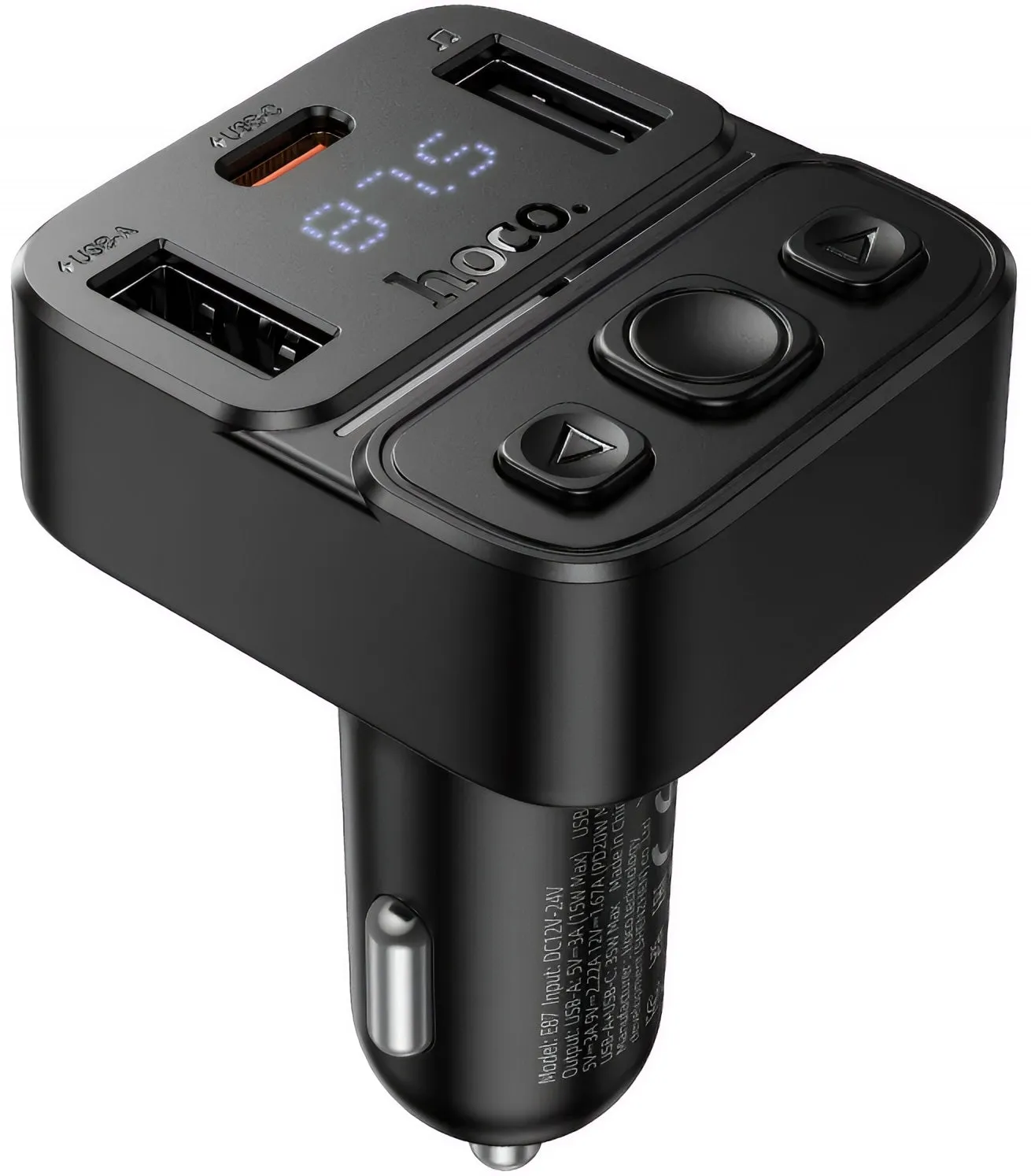 Modulatore FM Bluetooth HOCO E87, 2 x USB-A - 1 x USB-C - immagine 1