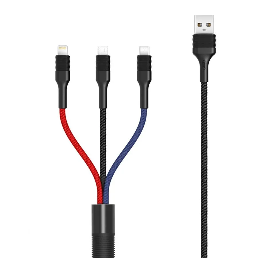Cavo di Ricarica USB-A - Lightning / microUSB / USB-C XO Design NB54, 18W, 1.2m, Multicolore - immagine 1