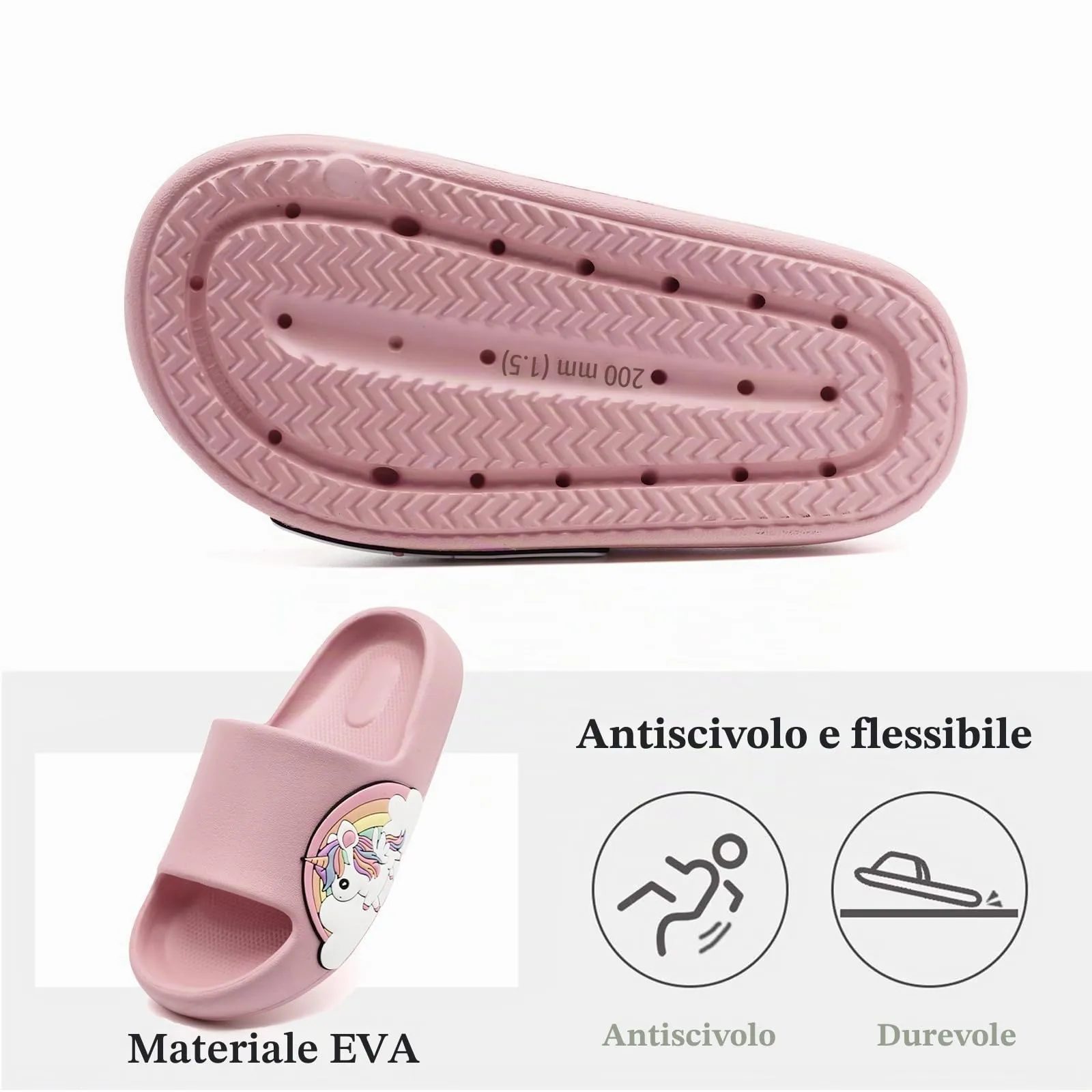 Waysoland Ciabatte donna uomo estive da Spiaggia Sandali,Ciabatte Morbide per bambini bagno,Doccia,pantofole antiscivolo infradito per interni esterni(Unicorno,31/32 EU) - immagine 4
