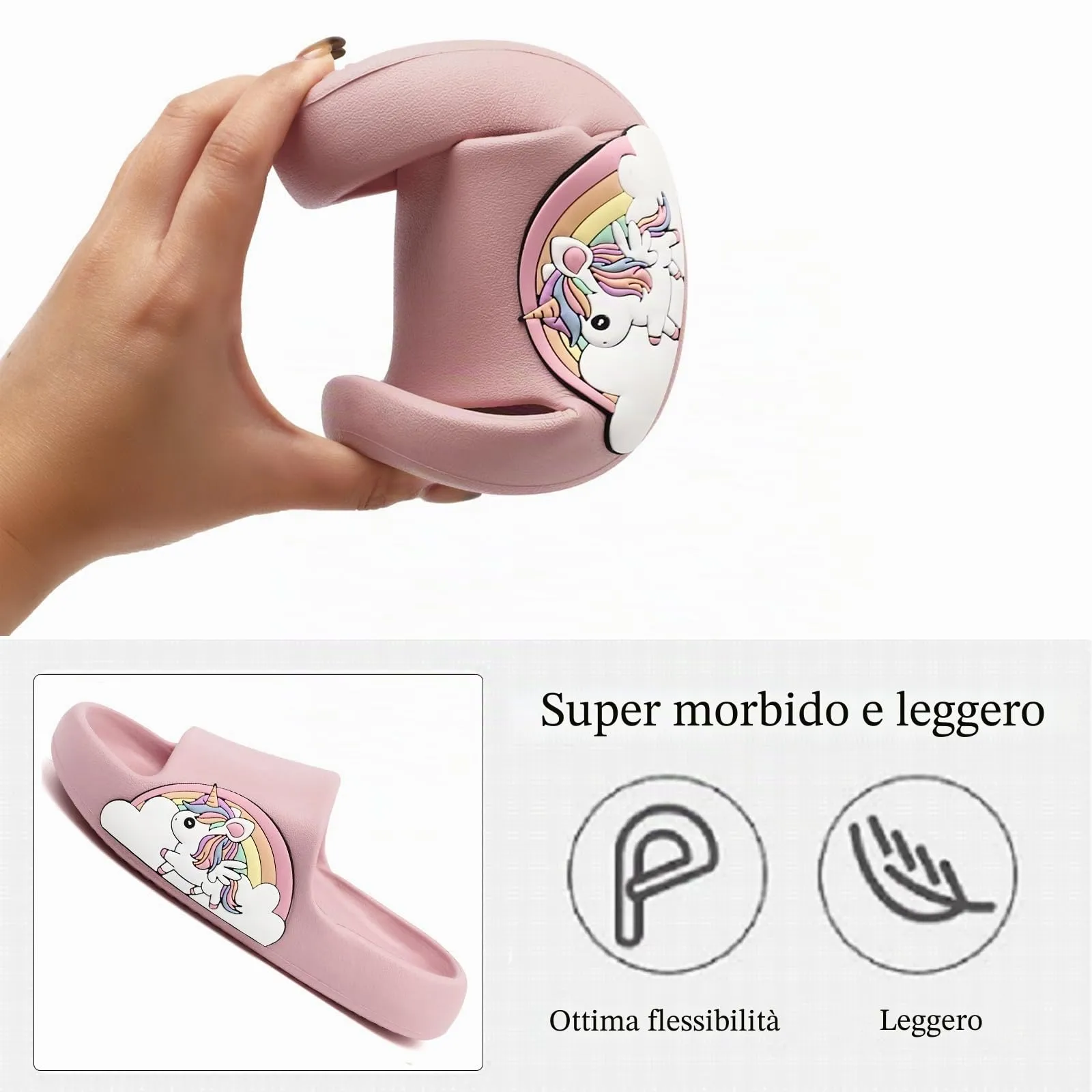Waysoland Ciabatte donna uomo estive da Spiaggia Sandali,Ciabatte Morbide per bambini bagno,Doccia,pantofole antiscivolo infradito per interni esterni(Unicorno,27/28 EU) - immagine 3