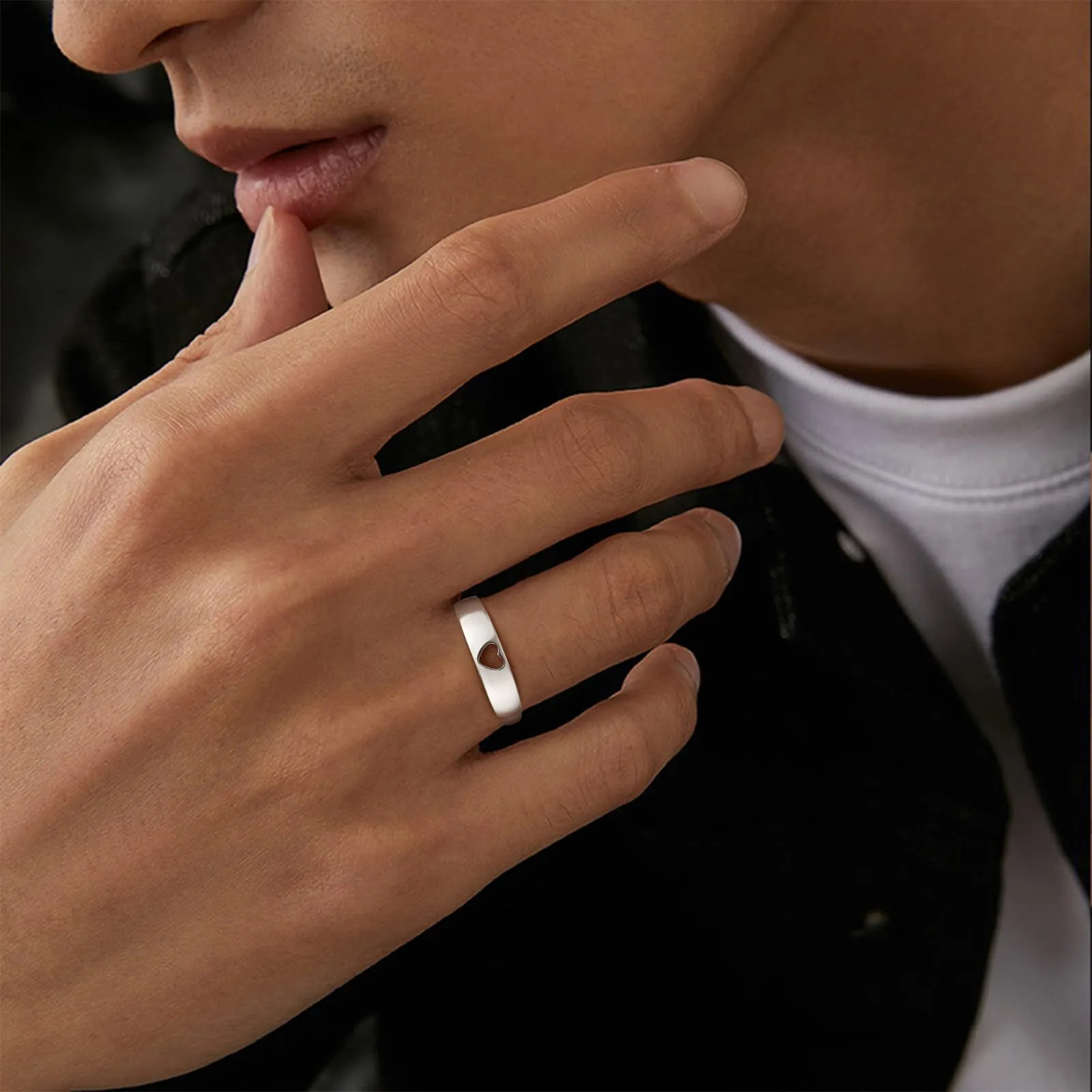 J.Fée Anello Donna Argento 925 e Anello Uomo, Cuore Fedine Fidanzamento Coppia Fedi Nuziali, Regalo Fidanzato/Fidanzata Set Anelli Donna Regali di Coppia con Scatola - immagine 3