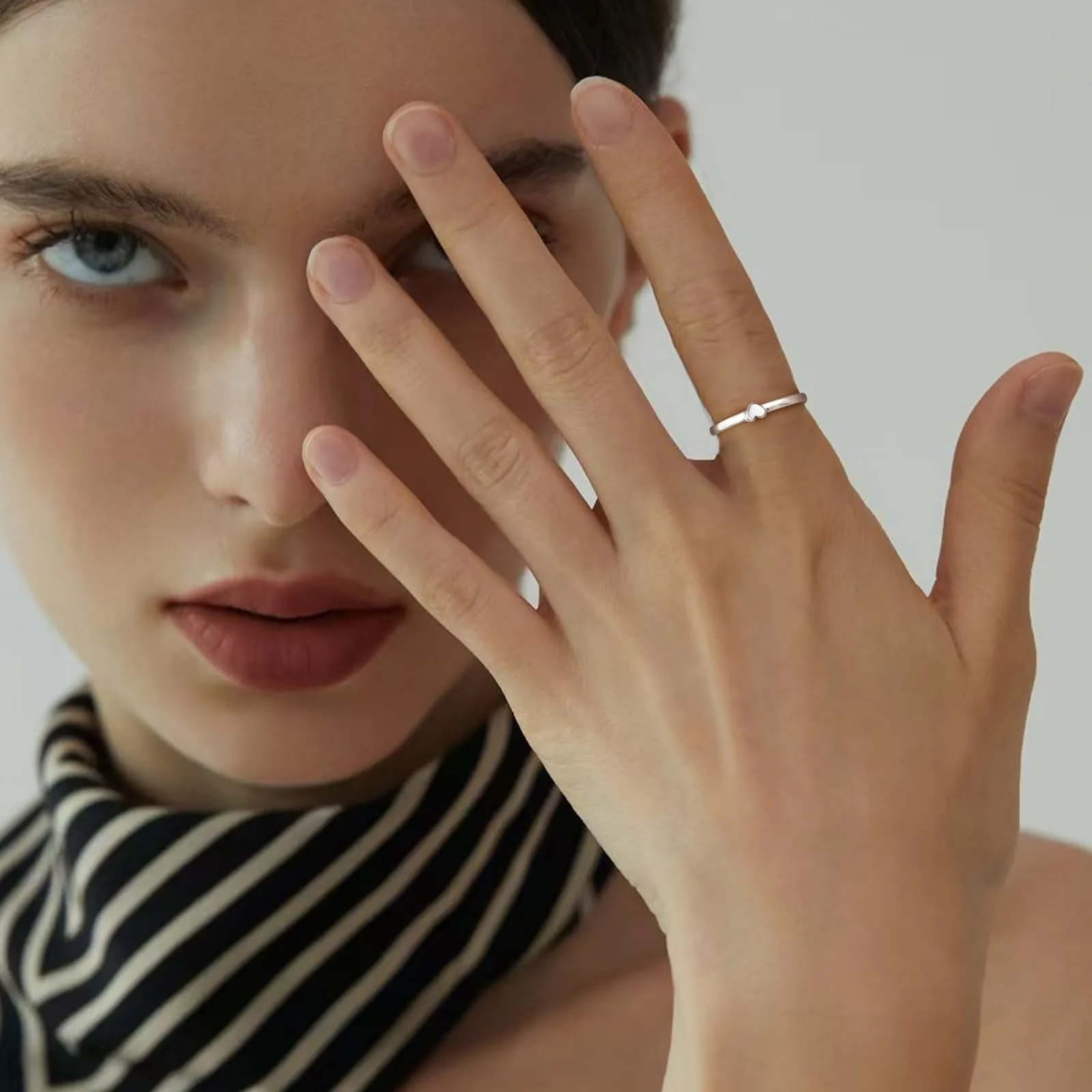 J.Fée Anello Donna Argento 925 e Anello Uomo, Cuore Fedine Fidanzamento Coppia Fedi Nuziali, Regalo Fidanzato/Fidanzata Set Anelli Donna Regali di Coppia con Scatola - immagine 4