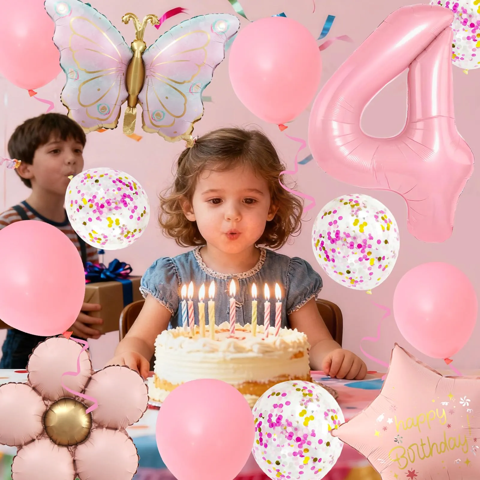 12 Pezzi Palloncini Farfalla 4 Anni, con Palloncini Fiori - immagine 7