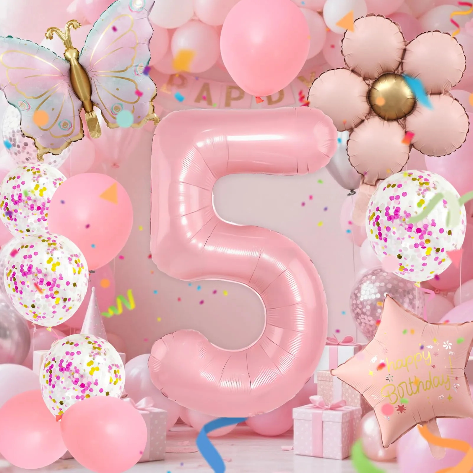 12 Pezzi Palloncini Farfalla 5 Anni, con Palloncini Fiori - immagine 5