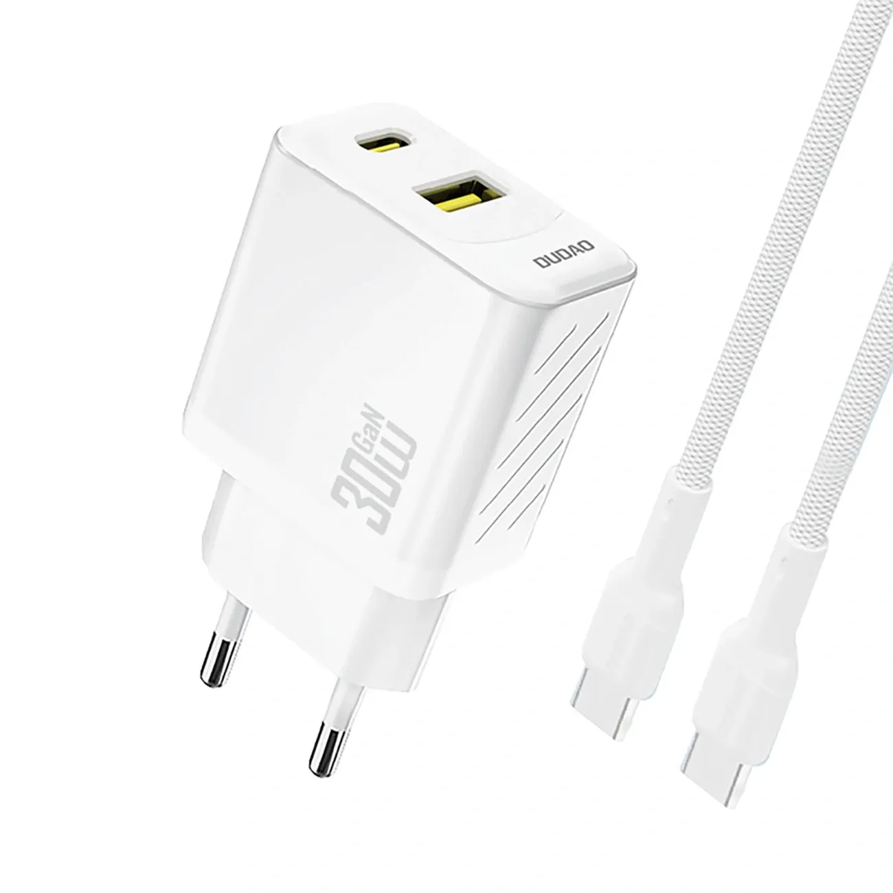 Caricabatterie da rete con cavo USB-C Dudao A27TCEU, 30W, 1 x USB-A - 1 x USB-C, Bianco - immagine 1