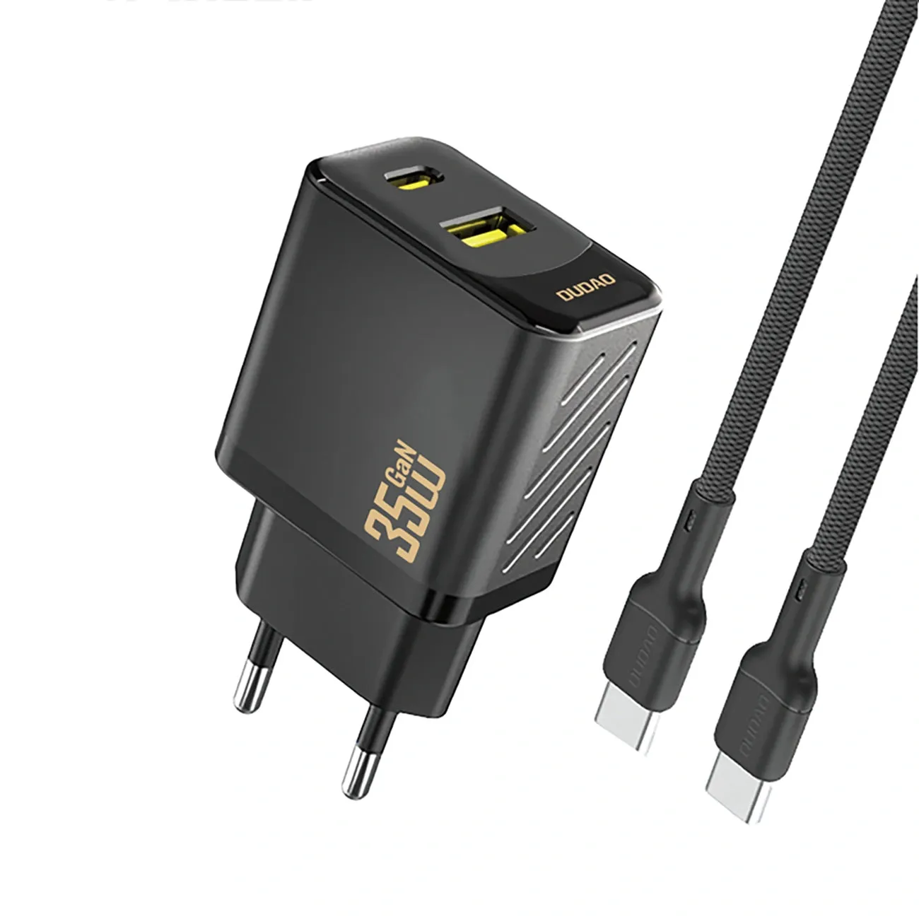 Caricabatterie Rete con Cavo USB-C Dudao A27 Max, 35W, 1 x USB-A - 1 x USB-C, Nero - immagine 1
