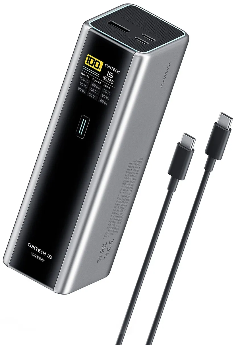 Batteria Esterna Cuktech PB200U, 20000mAh, 210W, QC + PD, 1 x USB-A - 2 x USB-C, Grigio CKPB200UGLGR - immagine 1