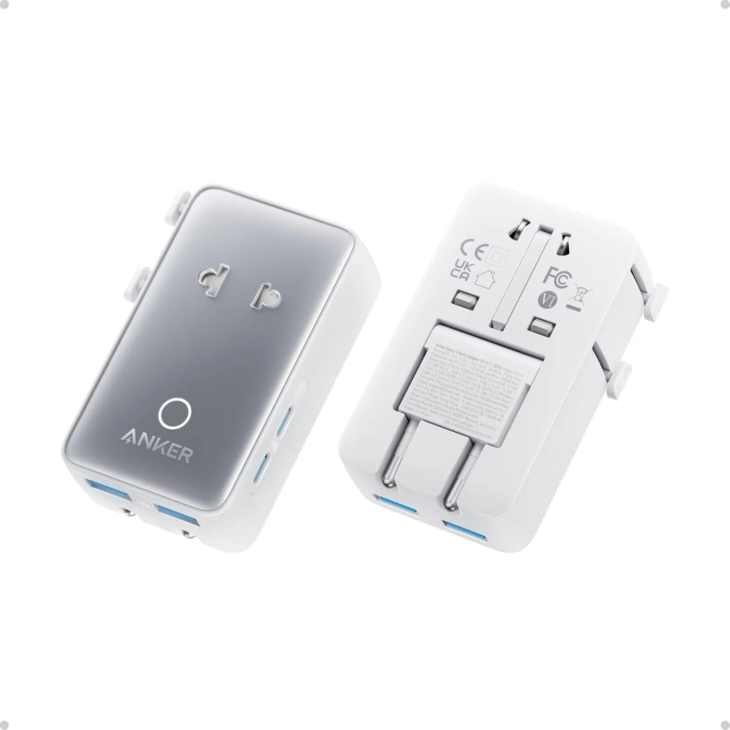 Caricabatterie da Rete Anker Nano Travel, 20W, 3A, 2 x USB-A - 2 x USB-C, Bianco A9215H21 - immagine 1